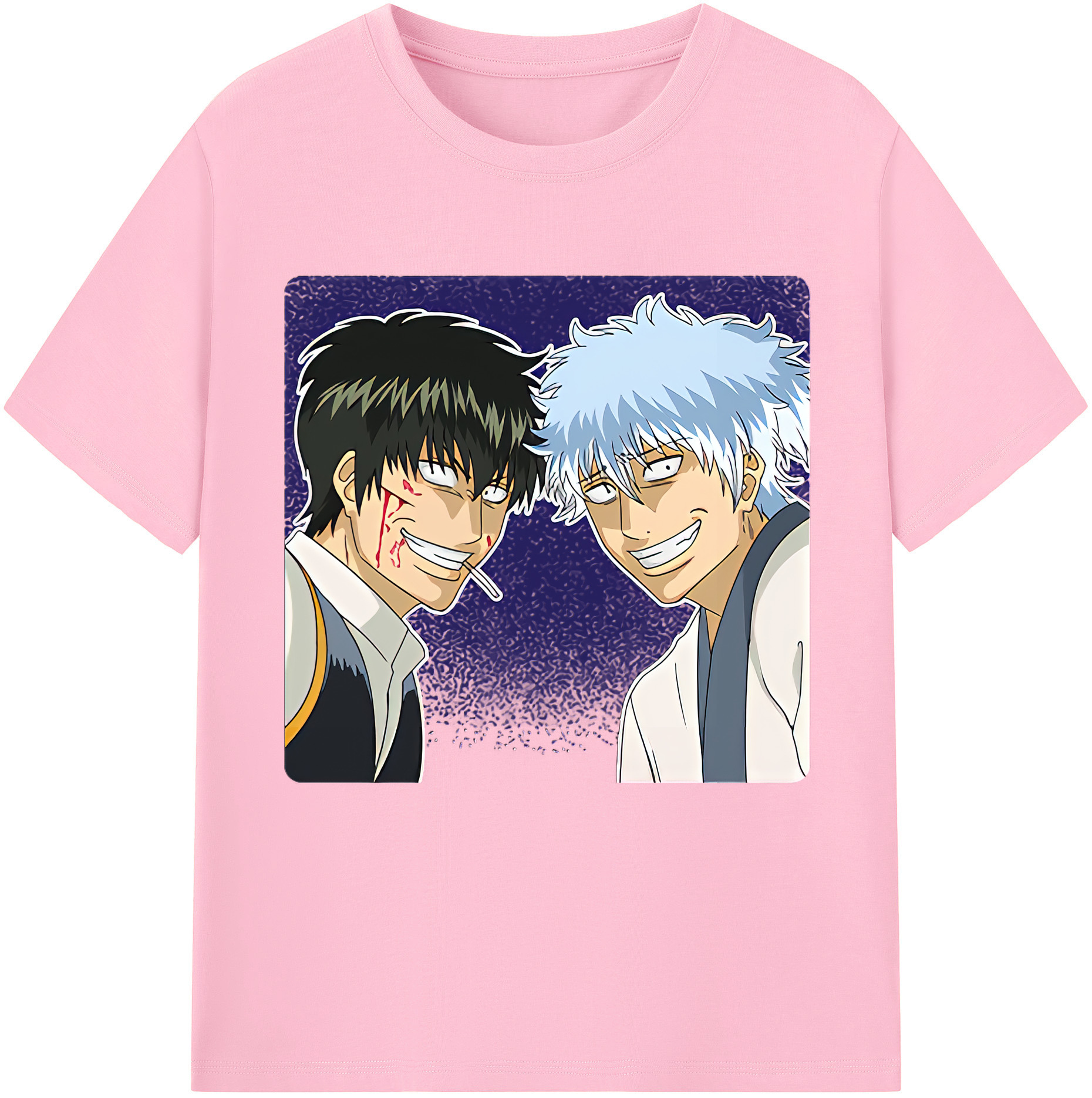 （画像用） ぎんたま 坂田銀時（さかたぎんとき） 神楽 志村新八（しむら しんぱち） GINTAMA Sakata Gintoki Kagura Shimura Shinpachi 綿100％半袖Tシャツ（フロントプリント）