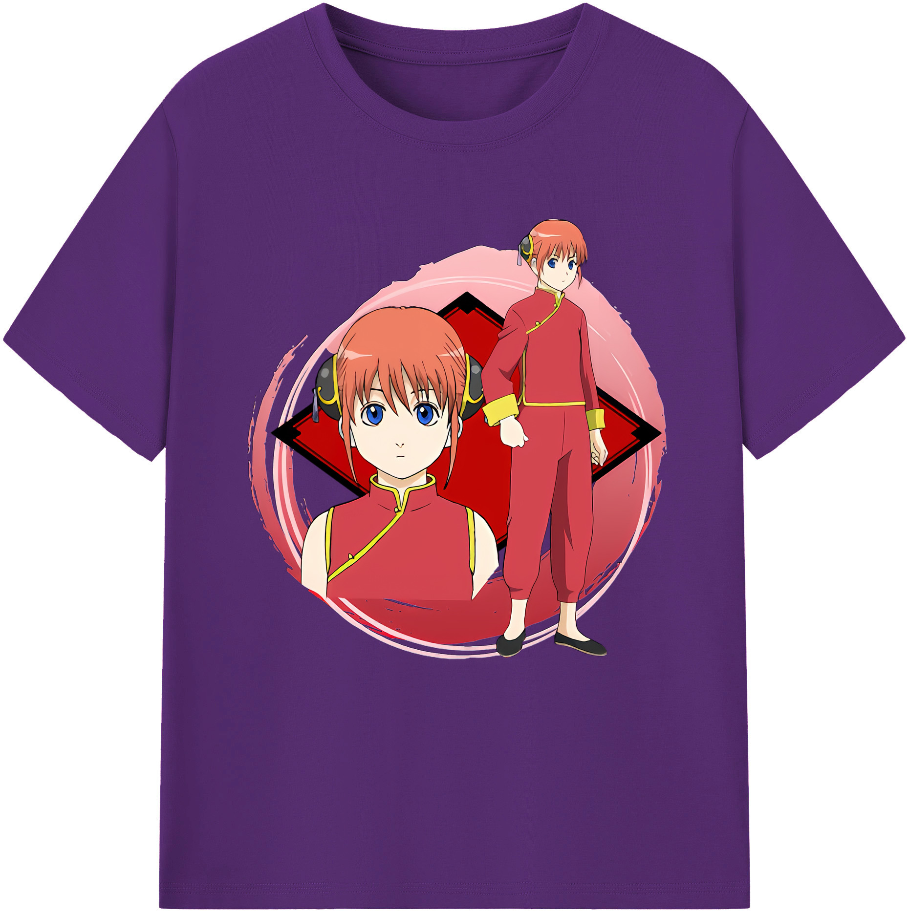 （画像用） ぎんたま 坂田銀時（さかたぎんとき） 神楽 志村新八（しむら しんぱち） GINTAMA Sakata Gintoki Kagura Shimura Shinpachi 綿100％半袖Tシャツ（フロントプリント）