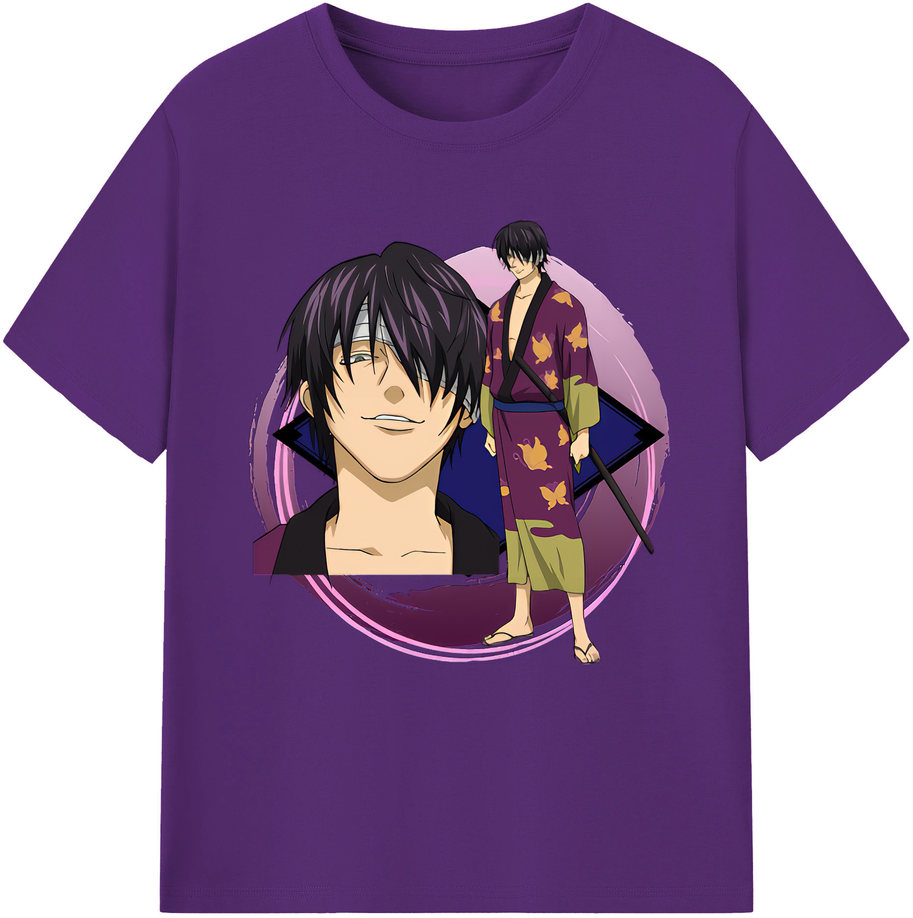 （画像用） ぎんたま 坂田銀時（さかたぎんとき） 神楽 志村新八（しむら しんぱち） GINTAMA Sakata Gintoki Kagura Shimura Shinpachi 綿100％半袖Tシャツ（フロントプリント）