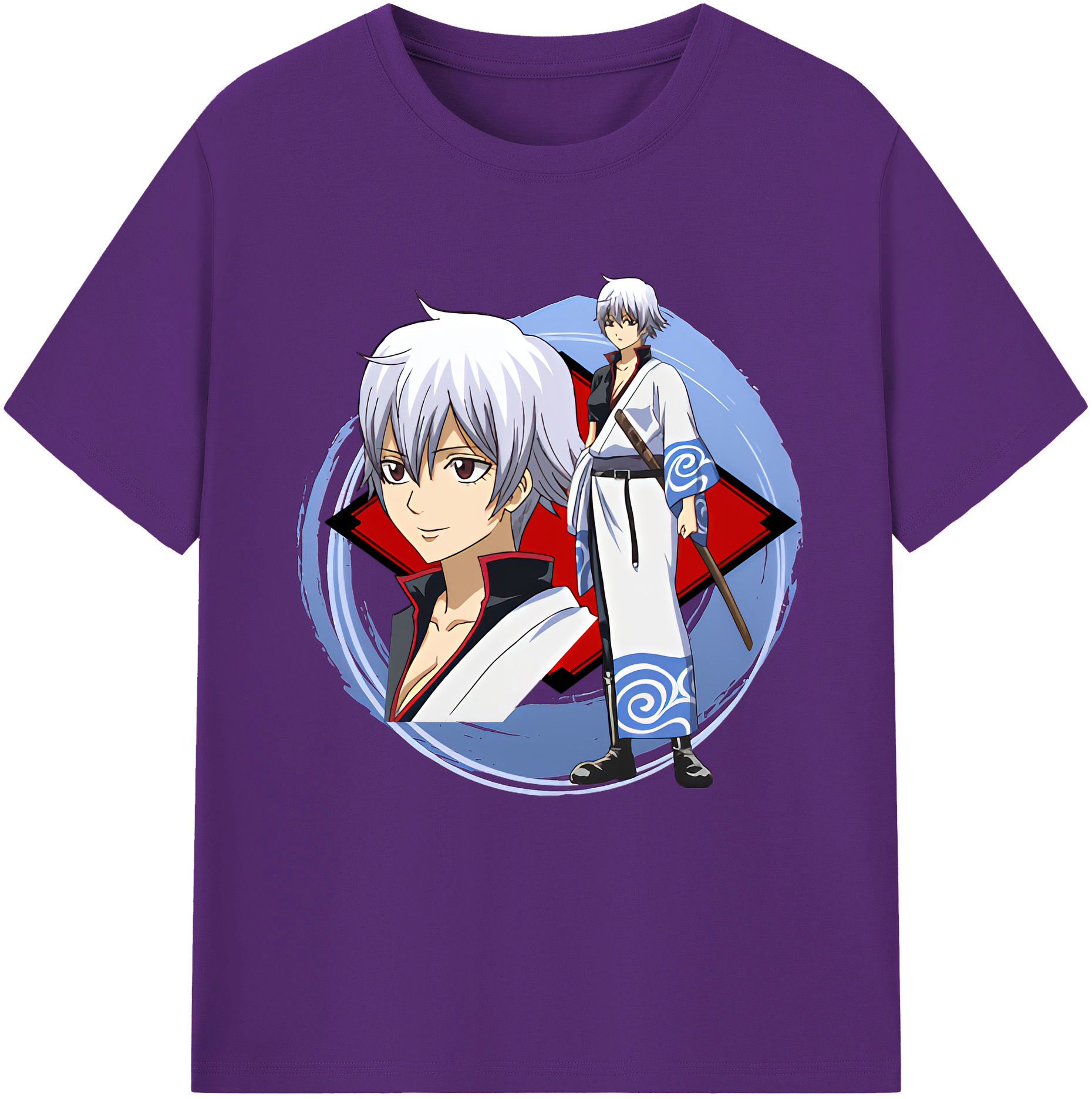 （画像用） ぎんたま 坂田銀時（さかたぎんとき） 神楽 志村新八（しむら しんぱち） GINTAMA Sakata Gintoki Kagura Shimura Shinpachi 綿100％半袖Tシャツ（フロントプリント）