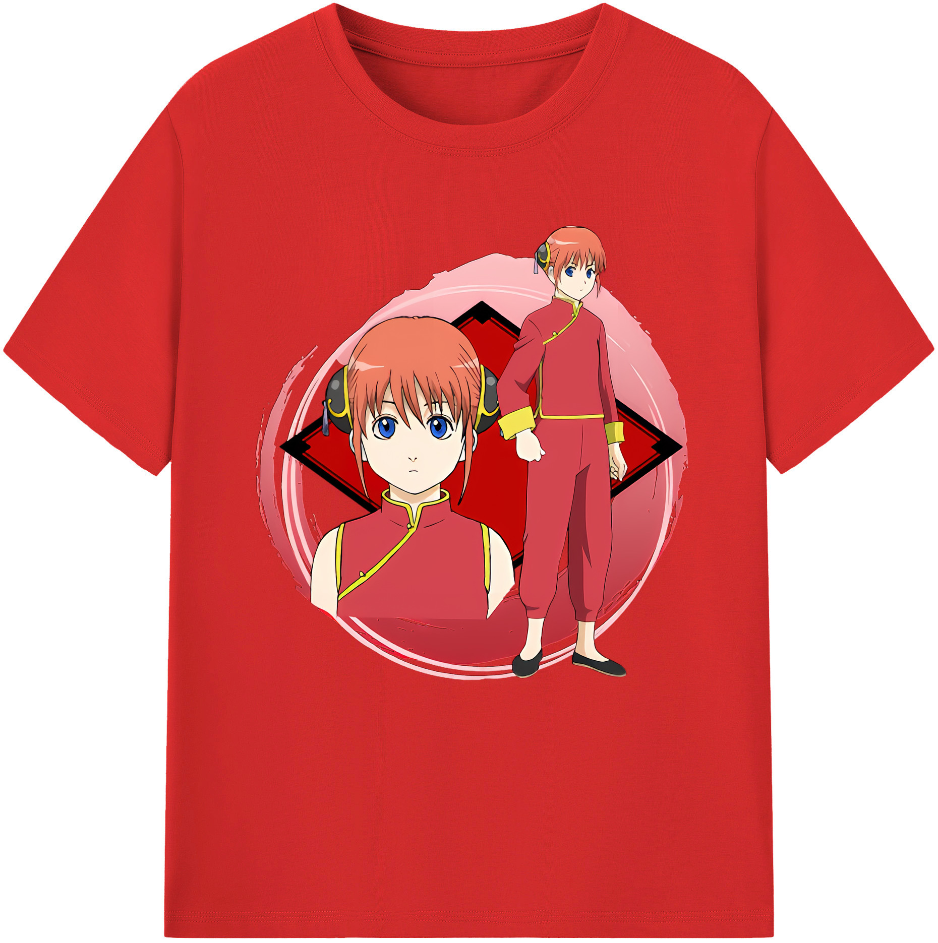 （画像用） ぎんたま 坂田銀時（さかたぎんとき） 神楽 志村新八（しむら しんぱち） GINTAMA Sakata Gintoki Kagura Shimura Shinpachi 綿100％半袖Tシャツ（フロントプリント）