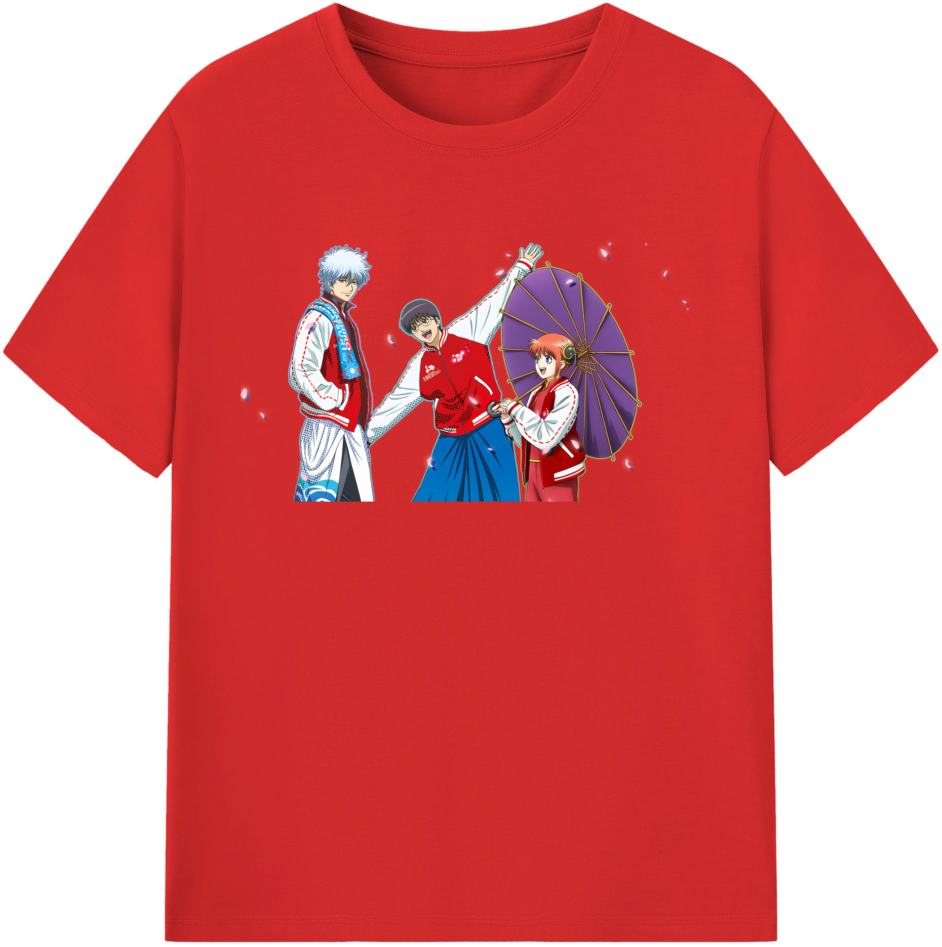 （画像用） ぎんたま 坂田銀時（さかたぎんとき） 神楽 志村新八（しむら しんぱち） GINTAMA Sakata Gintoki Kagura Shimura Shinpachi 綿100％半袖Tシャツ（フロントプリント）