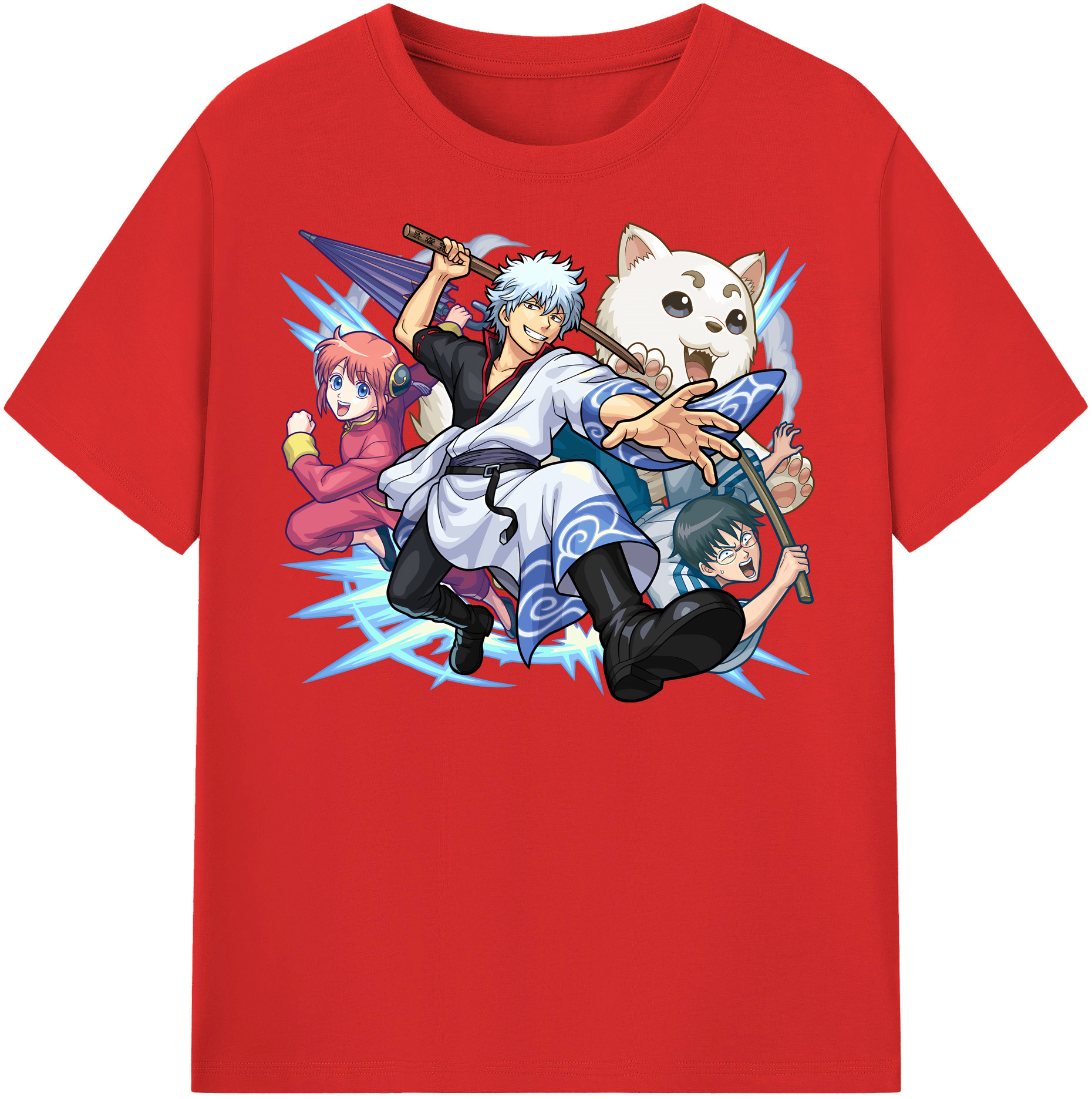 （画像用） ぎんたま 坂田銀時（さかたぎんとき） 神楽 志村新八（しむら しんぱち） GINTAMA Sakata Gintoki Kagura Shimura Shinpachi 綿100％半袖Tシャツ（フロントプリント）
