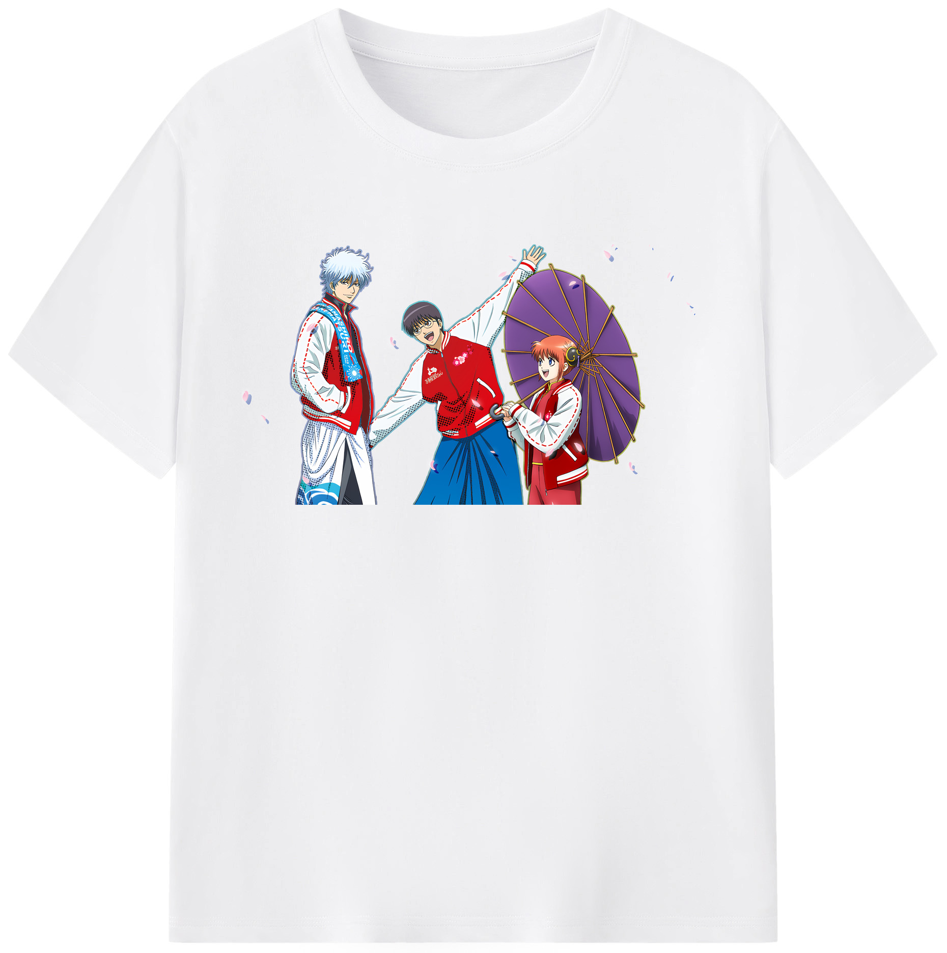 （画像用） ぎんたま 坂田銀時（さかたぎんとき） 神楽 志村新八（しむら しんぱち） GINTAMA Sakata Gintoki Kagura Shimura Shinpachi 綿100％半袖Tシャツ（フロントプリント）