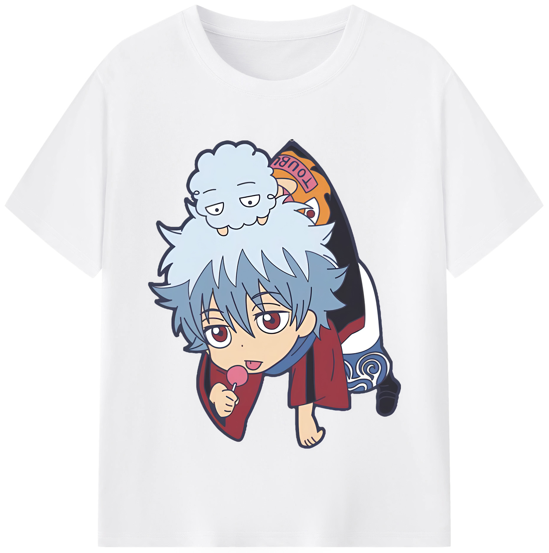 （画像用） ぎんたま 坂田銀時（さかたぎんとき） 神楽 志村新八（しむら しんぱち） GINTAMA Sakata Gintoki Kagura Shimura Shinpachi 綿100％半袖Tシャツ（フロントプリント）