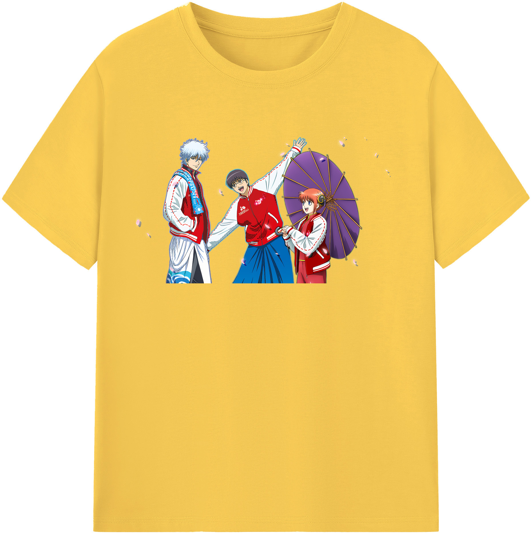 （画像用） ぎんたま 坂田銀時（さかたぎんとき） 神楽 志村新八（しむら しんぱち） GINTAMA Sakata Gintoki Kagura Shimura Shinpachi 綿100％半袖Tシャツ（フロントプリント）