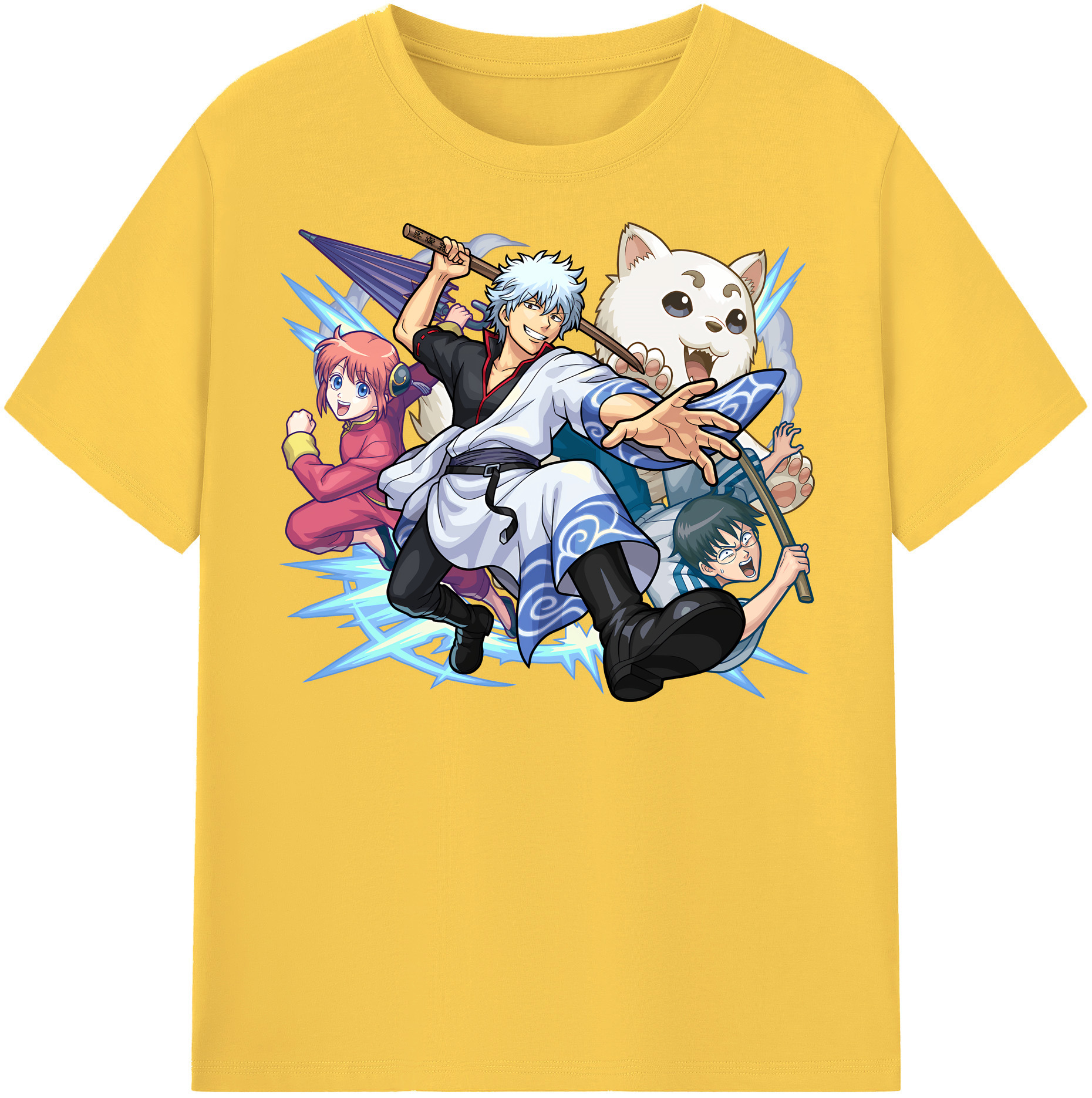 （画像用） ぎんたま 坂田銀時（さかたぎんとき） 神楽 志村新八（しむら しんぱち） GINTAMA Sakata Gintoki Kagura Shimura Shinpachi 綿100％半袖Tシャツ（フロントプリント）