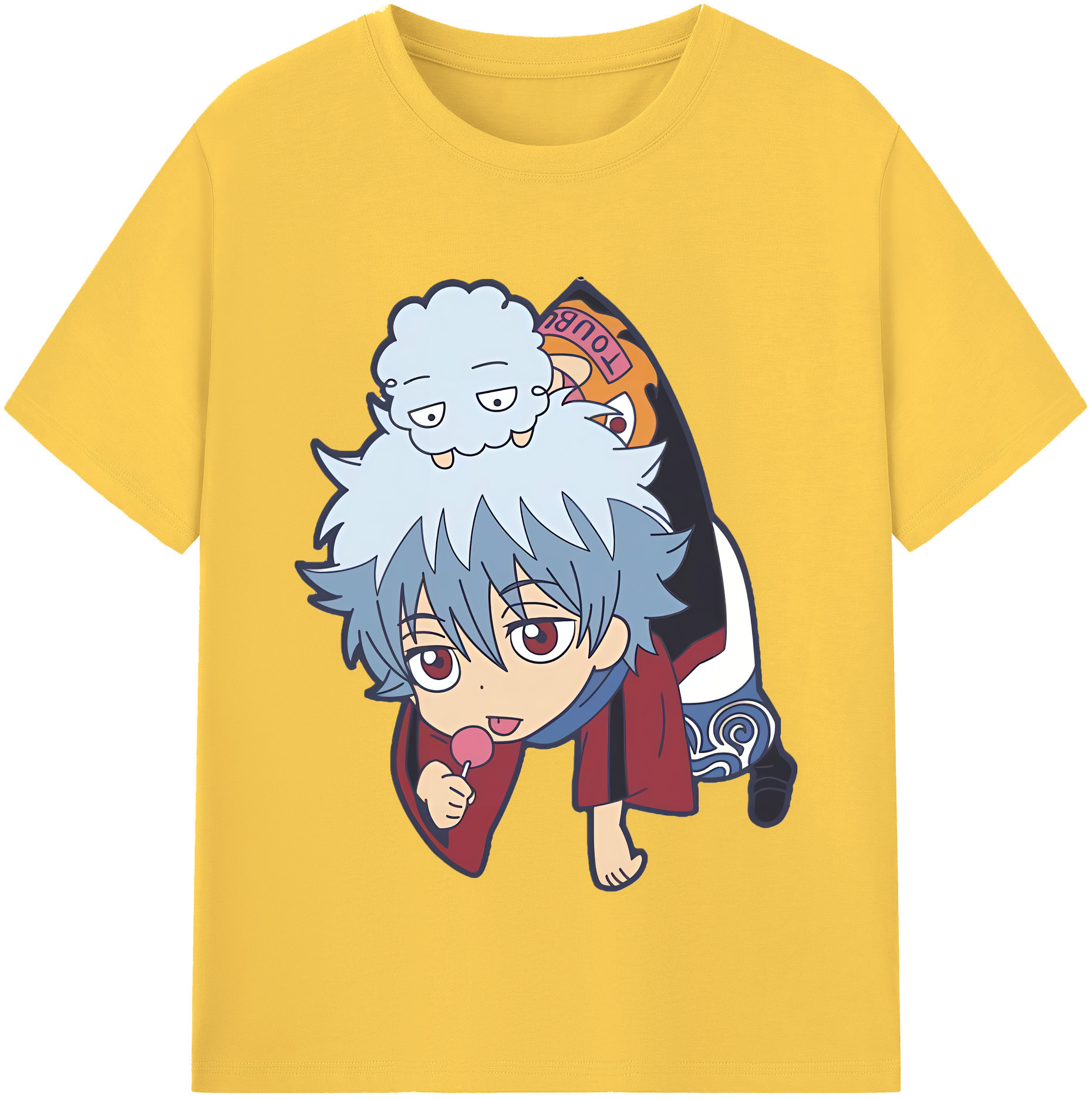 （画像用） ぎんたま 坂田銀時（さかたぎんとき） 神楽 志村新八（しむら しんぱち） GINTAMA Sakata Gintoki Kagura Shimura Shinpachi 綿100％半袖Tシャツ（フロントプリント）