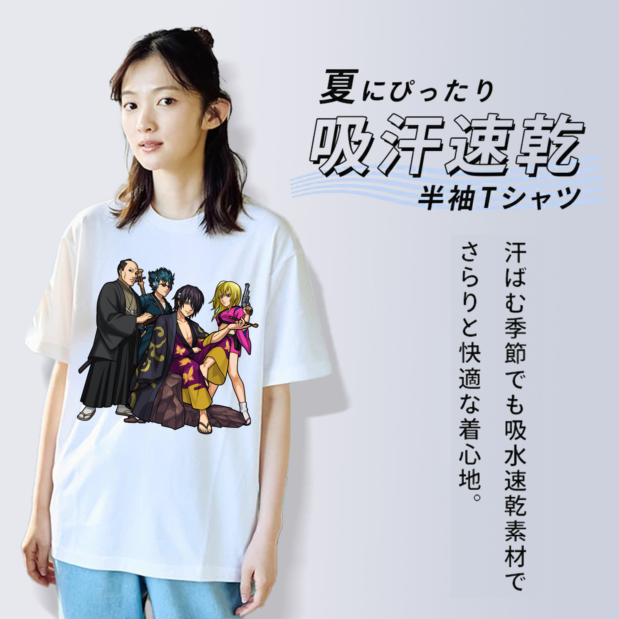 ぎんたま 坂田銀時（さかたぎんとき） 神楽 志村新八（しむら しんぱち） GINTAMA Sakata Gintoki Kagura Shimura Shinpachi 綿100％半袖Tシャツ（フロントプリント）