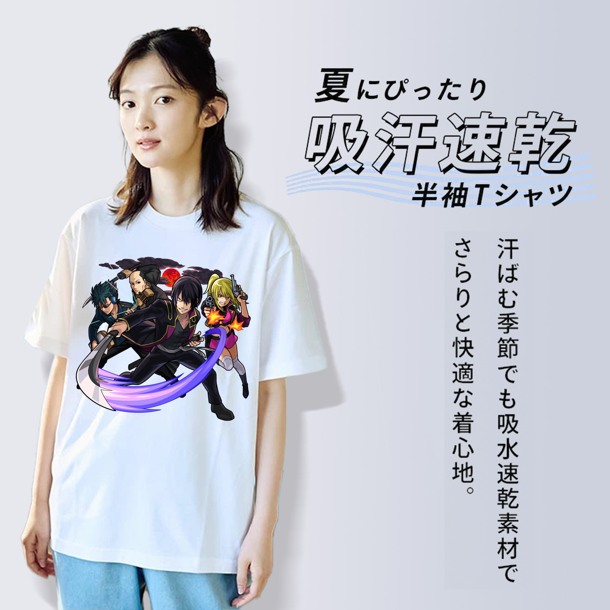 ぎんたま 坂田銀時（さかたぎんとき） 神楽 志村新八（しむら しんぱち） GINTAMA Sakata Gintoki Kagura Shimura Shinpachi 綿100％半袖Tシャツ（フロントプリント）