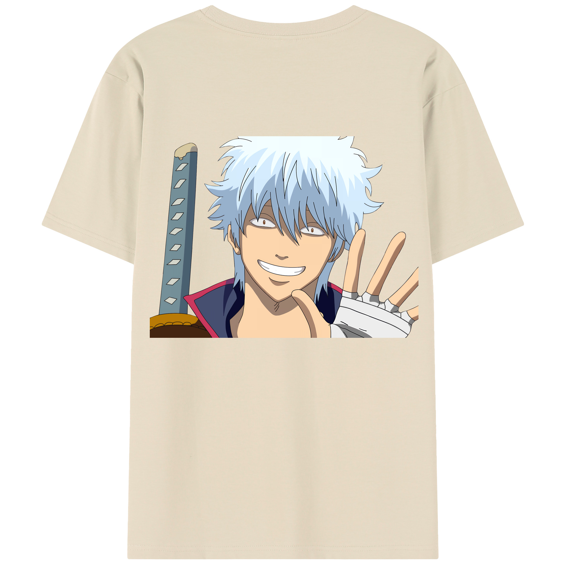 （画像用） ぎんたま 坂田銀時（さかたぎんとき） 神楽 志村新八（しむら しんぱち） GINTAMA Sakata Gintoki Kagura Shimura Shinpachi 綿100％半袖Tシャツ（背面プリント）