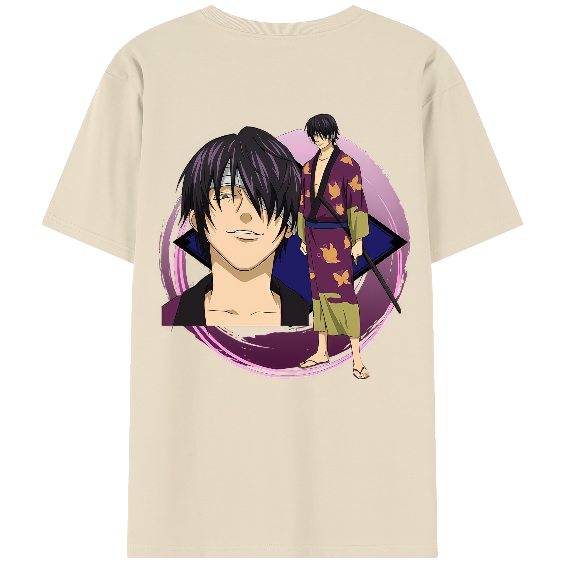 （画像用） ぎんたま 坂田銀時（さかたぎんとき） 神楽 志村新八（しむら しんぱち） GINTAMA Sakata Gintoki Kagura Shimura Shinpachi 綿100％半袖Tシャツ（背面プリント）