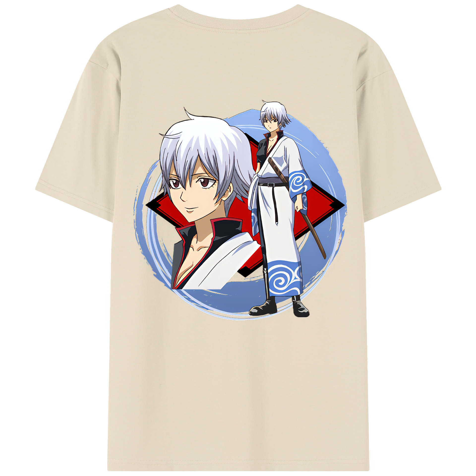 （画像用） ぎんたま 坂田銀時（さかたぎんとき） 神楽 志村新八（しむら しんぱち） GINTAMA Sakata Gintoki Kagura Shimura Shinpachi 綿100％半袖Tシャツ（背面プリント）