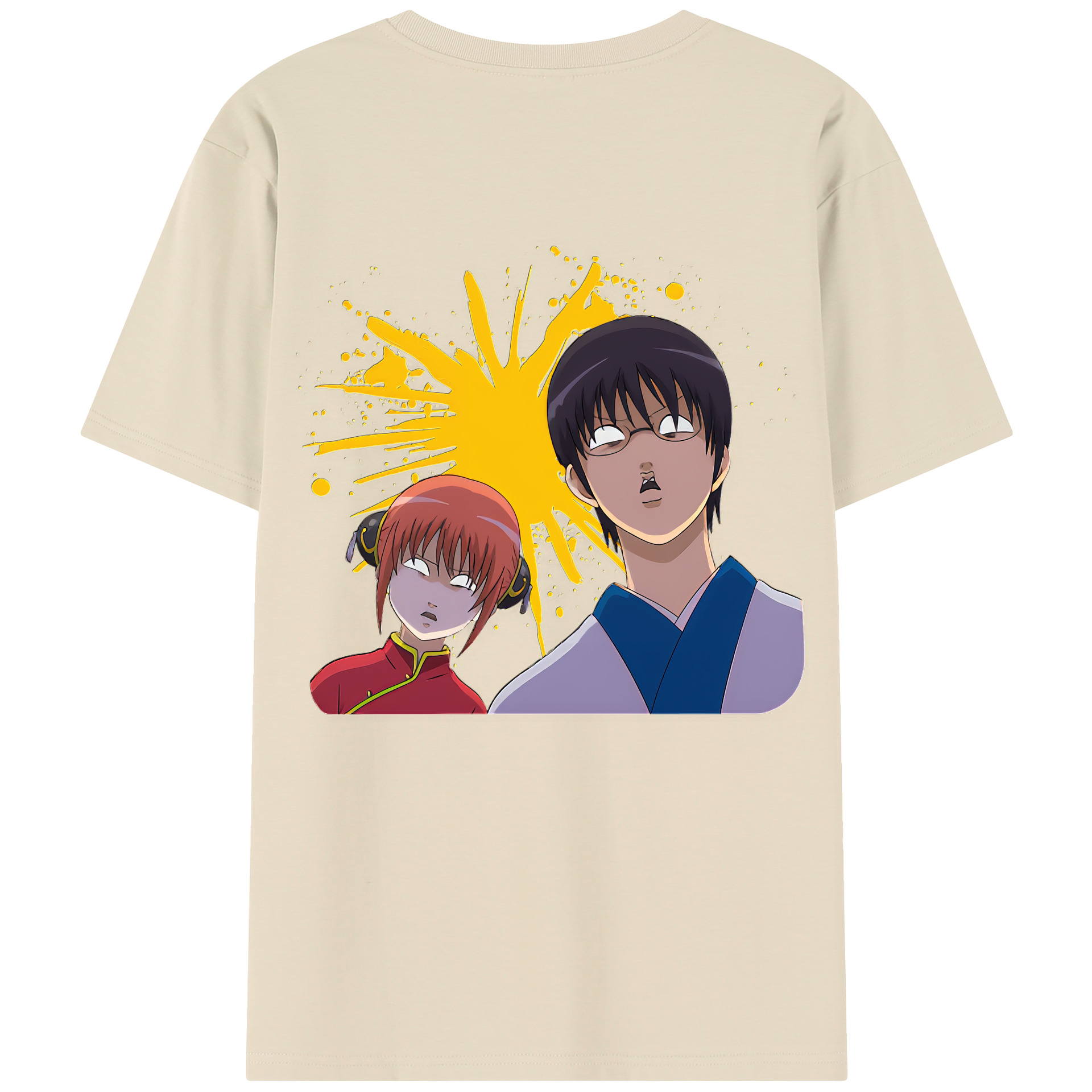 （画像用） ぎんたま 坂田銀時（さかたぎんとき） 神楽 志村新八（しむら しんぱち） GINTAMA Sakata Gintoki Kagura Shimura Shinpachi 綿100％半袖Tシャツ（背面プリント）