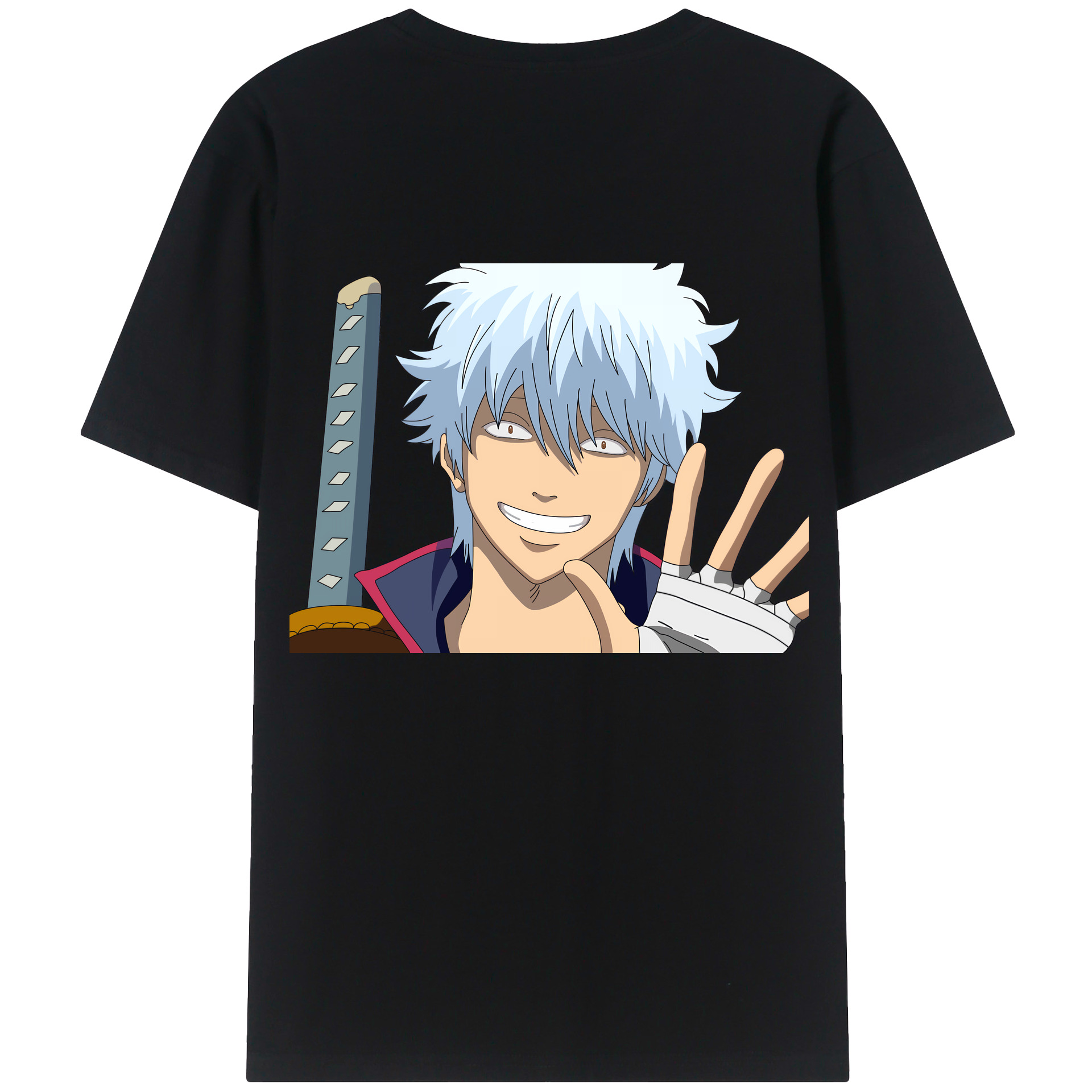 （画像用） ぎんたま 坂田銀時（さかたぎんとき） 神楽 志村新八（しむら しんぱち） GINTAMA Sakata Gintoki Kagura Shimura Shinpachi 綿100％半袖Tシャツ（背面プリント）