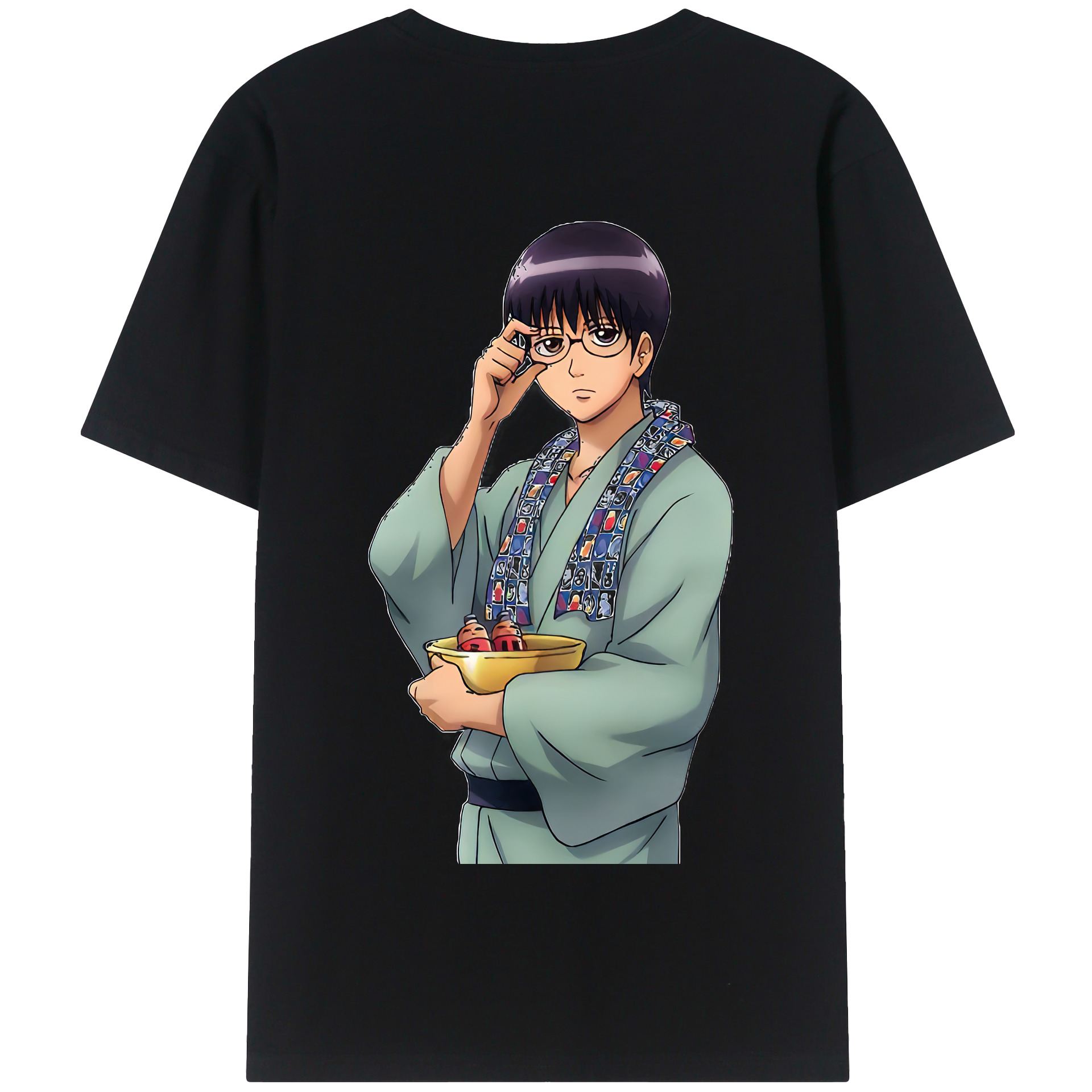 （画像用） ぎんたま 坂田銀時（さかたぎんとき） 神楽 志村新八（しむら しんぱち） GINTAMA Sakata Gintoki Kagura Shimura Shinpachi 綿100％半袖Tシャツ（背面プリント）