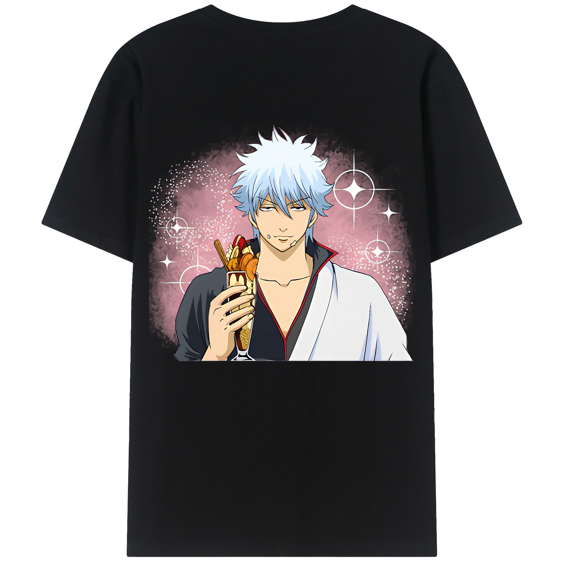 （画像用） ぎんたま 坂田銀時（さかたぎんとき） 神楽 志村新八（しむら しんぱち） GINTAMA Sakata Gintoki Kagura Shimura Shinpachi 綿100％半袖Tシャツ（背面プリント）
