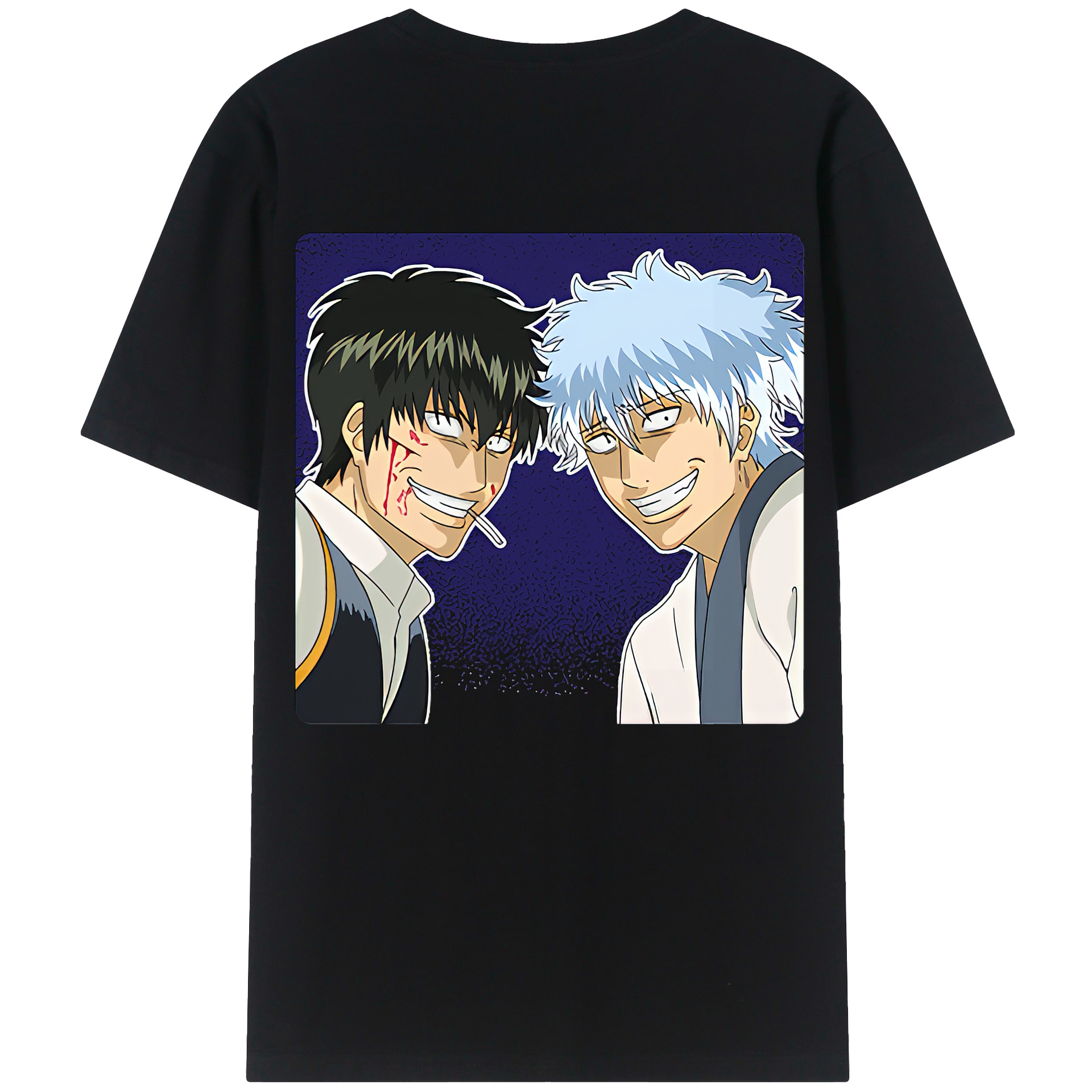 （画像用） ぎんたま 坂田銀時（さかたぎんとき） 神楽 志村新八（しむら しんぱち） GINTAMA Sakata Gintoki Kagura Shimura Shinpachi 綿100％半袖Tシャツ（背面プリント）