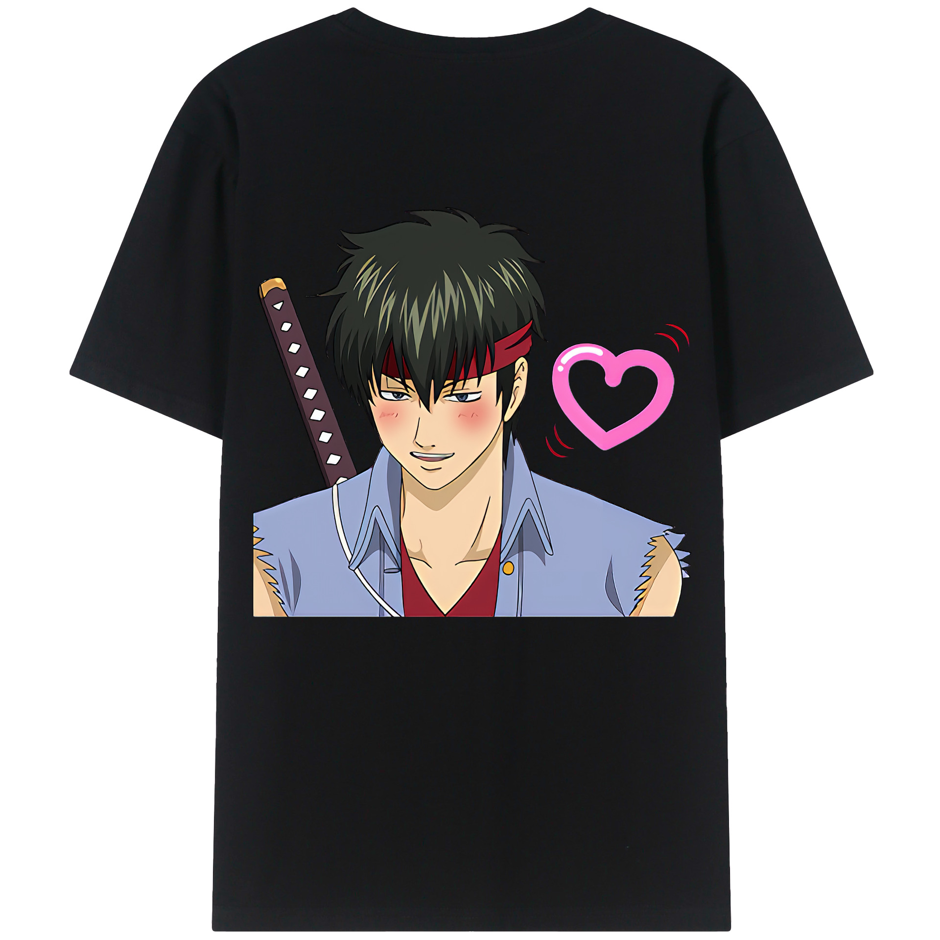 （画像用） ぎんたま 坂田銀時（さかたぎんとき） 神楽 志村新八（しむら しんぱち） GINTAMA Sakata Gintoki Kagura Shimura Shinpachi 綿100％半袖Tシャツ（背面プリント）