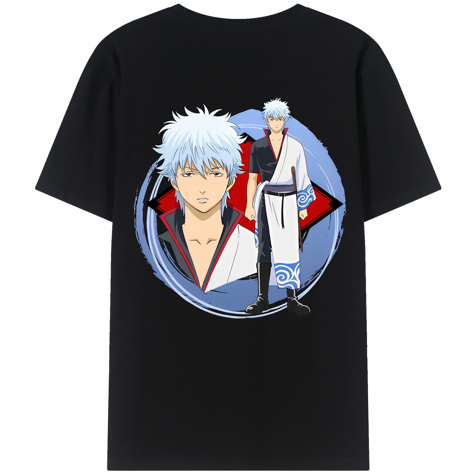 （画像用） ぎんたま 坂田銀時（さかたぎんとき） 神楽 志村新八（しむら しんぱち） GINTAMA Sakata Gintoki Kagura Shimura Shinpachi 綿100％半袖Tシャツ（背面プリント）