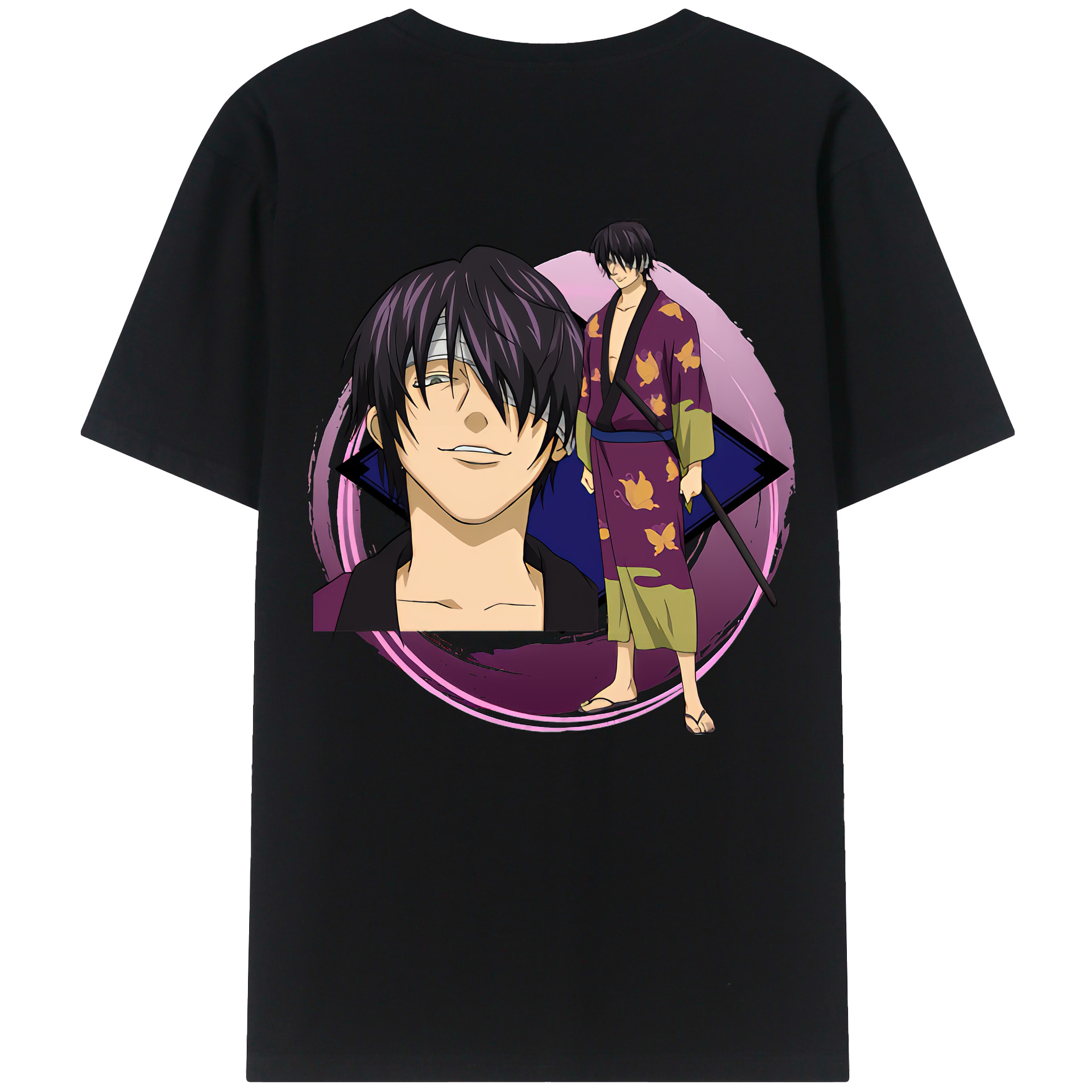 （画像用） ぎんたま 坂田銀時（さかたぎんとき） 神楽 志村新八（しむら しんぱち） GINTAMA Sakata Gintoki Kagura Shimura Shinpachi 綿100％半袖Tシャツ（背面プリント）