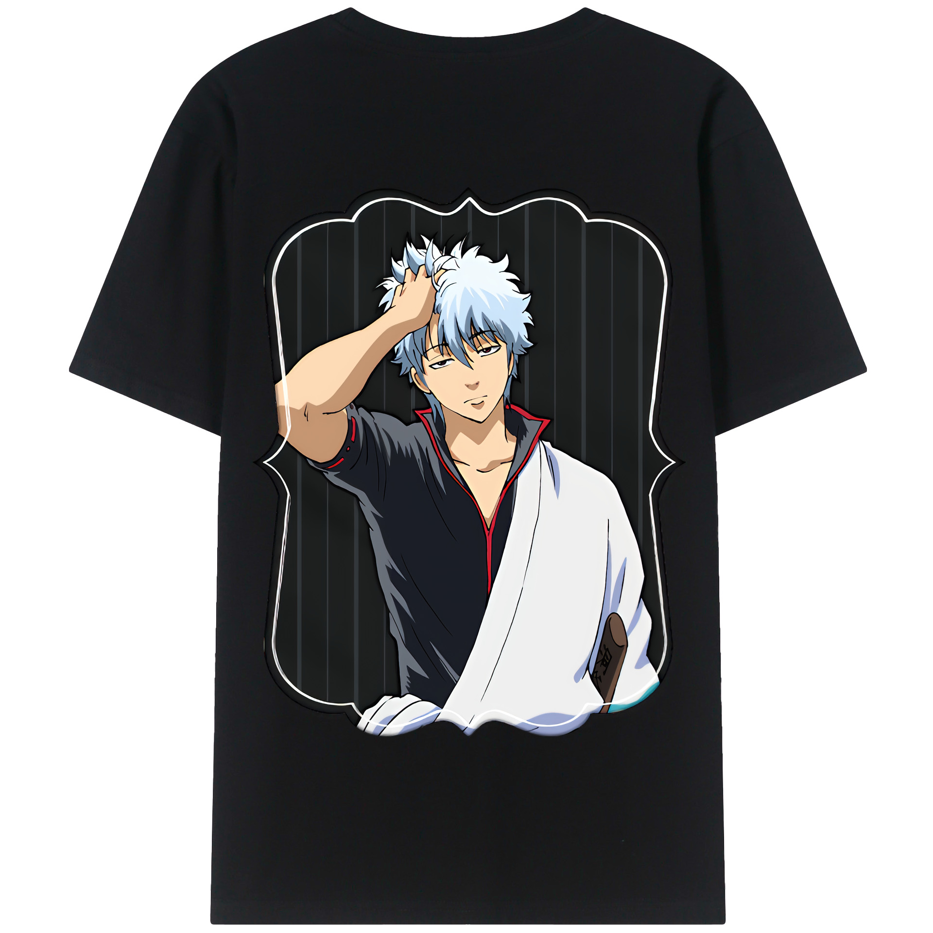 （画像用） ぎんたま 坂田銀時（さかたぎんとき） 神楽 志村新八（しむら しんぱち） GINTAMA Sakata Gintoki Kagura Shimura Shinpachi 綿100％半袖Tシャツ（背面プリント）