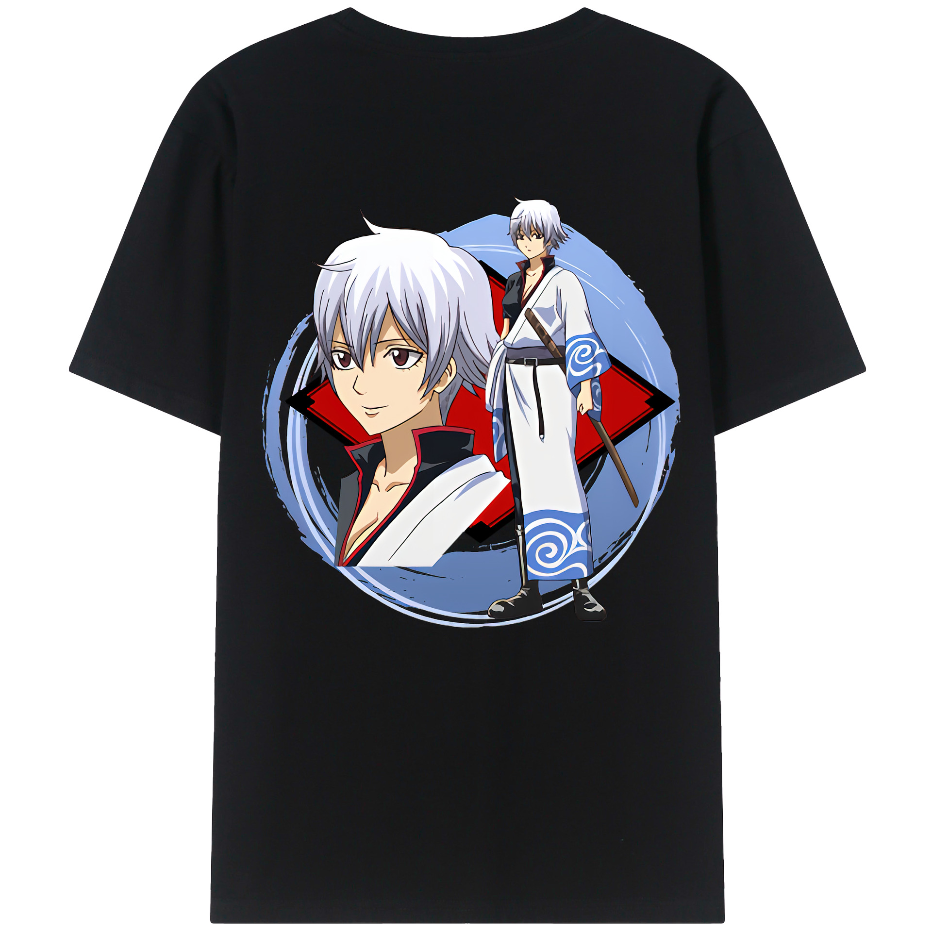 （画像用） ぎんたま 坂田銀時（さかたぎんとき） 神楽 志村新八（しむら しんぱち） GINTAMA Sakata Gintoki Kagura Shimura Shinpachi 綿100％半袖Tシャツ（背面プリント）