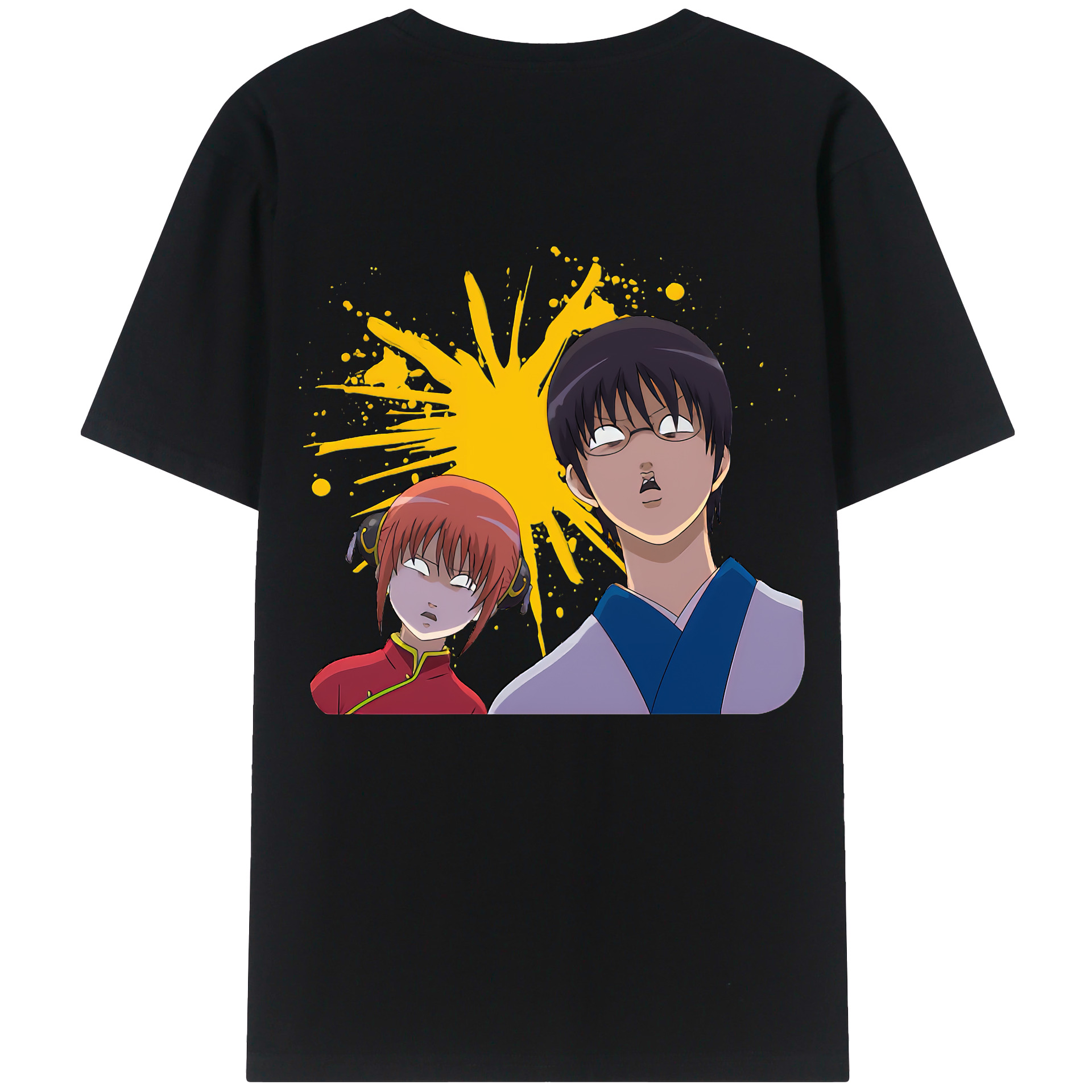 （画像用） ぎんたま 坂田銀時（さかたぎんとき） 神楽 志村新八（しむら しんぱち） GINTAMA Sakata Gintoki Kagura Shimura Shinpachi 綿100％半袖Tシャツ（背面プリント）