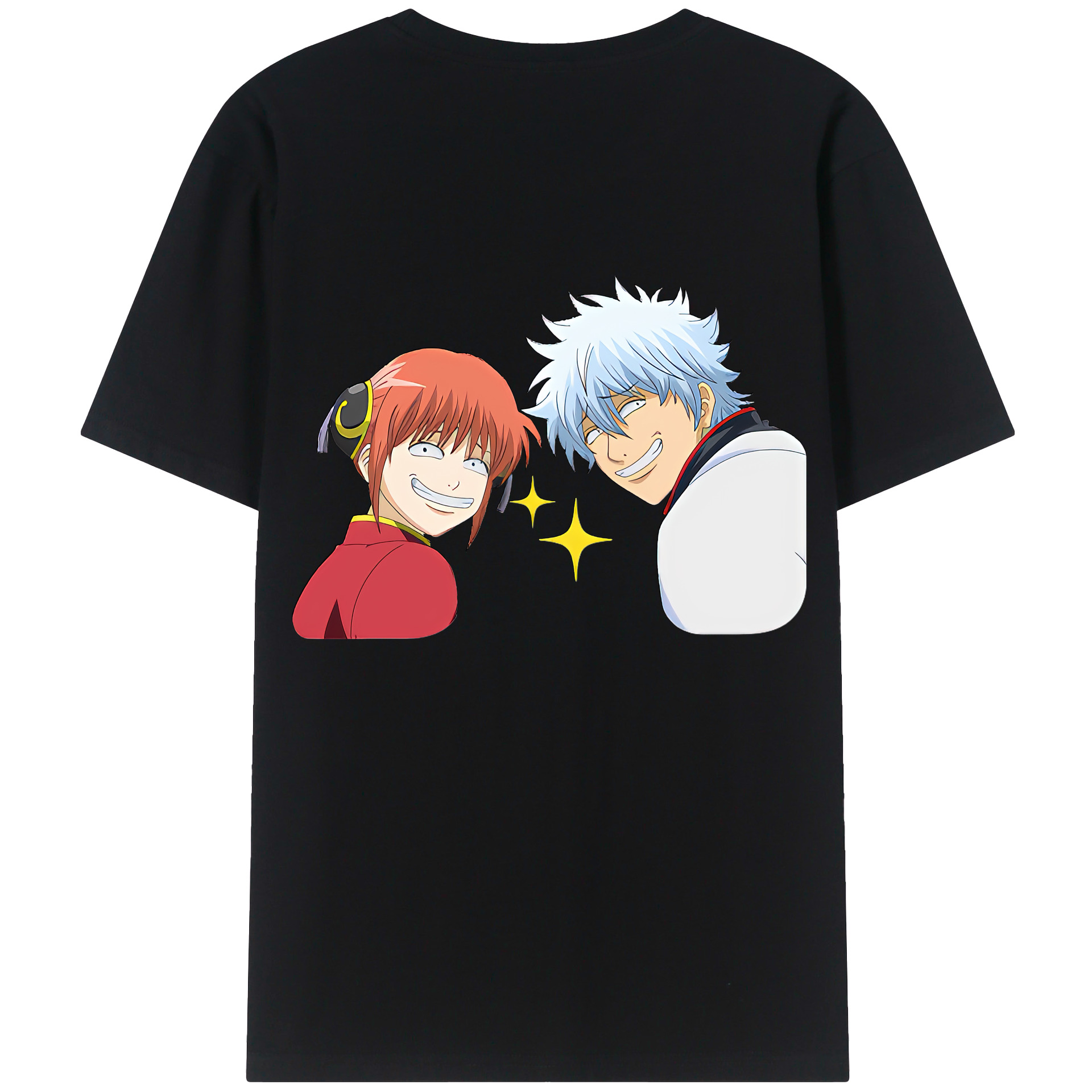 （画像用） ぎんたま 坂田銀時（さかたぎんとき） 神楽 志村新八（しむら しんぱち） GINTAMA Sakata Gintoki Kagura Shimura Shinpachi 綿100％半袖Tシャツ（背面プリント）