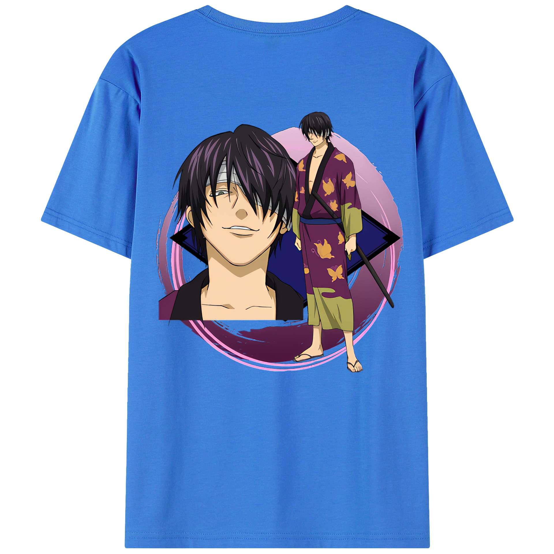 （画像用） ぎんたま 坂田銀時（さかたぎんとき） 神楽 志村新八（しむら しんぱち） GINTAMA Sakata Gintoki Kagura Shimura Shinpachi 綿100％半袖Tシャツ（背面プリント）