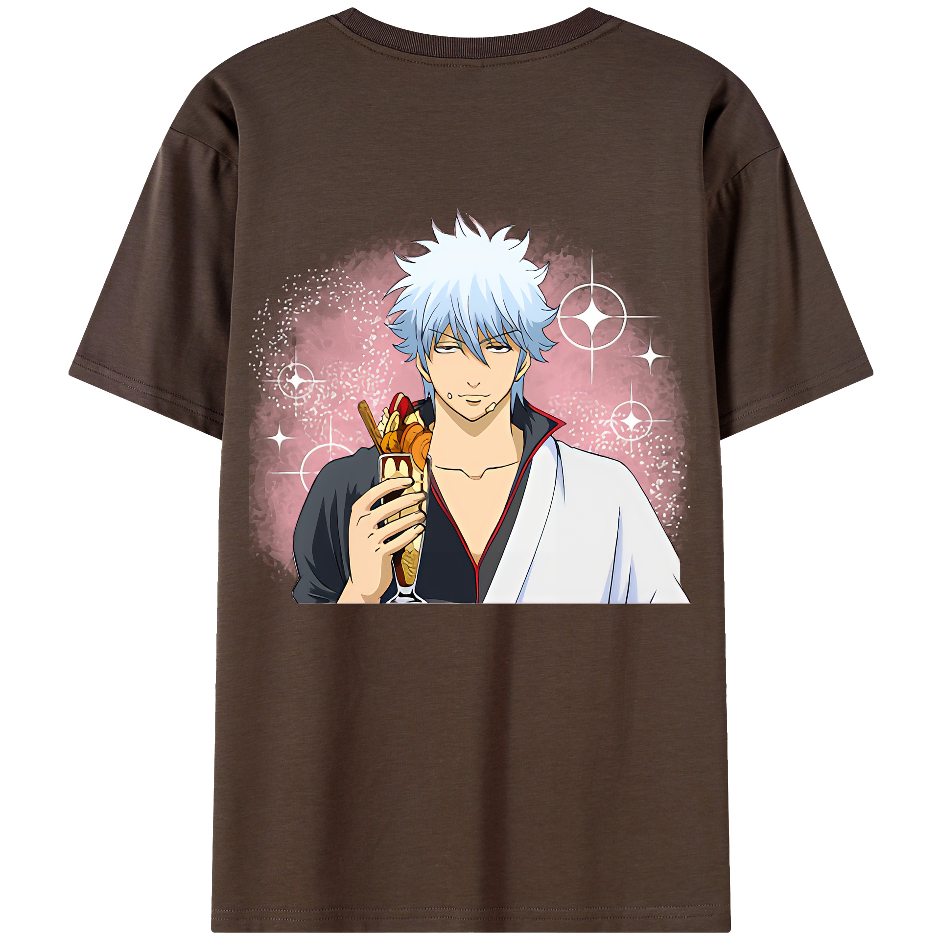 （画像用） ぎんたま 坂田銀時（さかたぎんとき） 神楽 志村新八（しむら しんぱち） GINTAMA Sakata Gintoki Kagura Shimura Shinpachi 綿100％半袖Tシャツ（背面プリント）