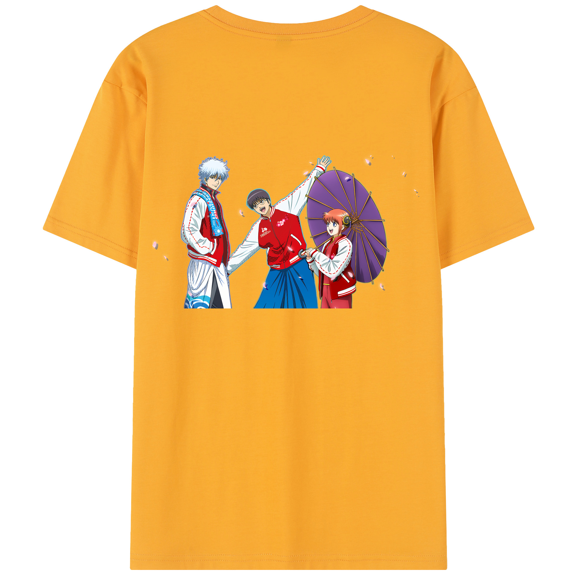（画像用） ぎんたま 坂田銀時（さかたぎんとき） 神楽 志村新八（しむら しんぱち） GINTAMA Sakata Gintoki Kagura Shimura Shinpachi 綿100％半袖Tシャツ（背面プリント）