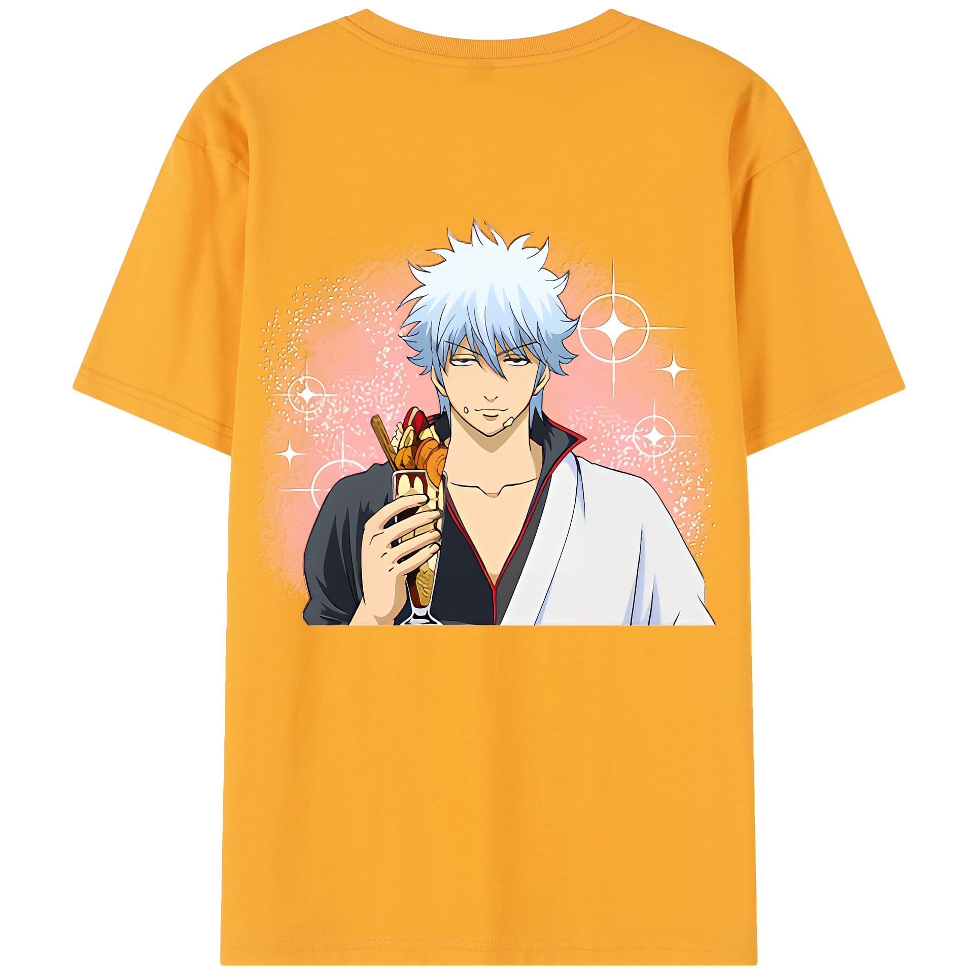 （画像用） ぎんたま 坂田銀時（さかたぎんとき） 神楽 志村新八（しむら しんぱち） GINTAMA Sakata Gintoki Kagura Shimura Shinpachi 綿100％半袖Tシャツ（背面プリント）