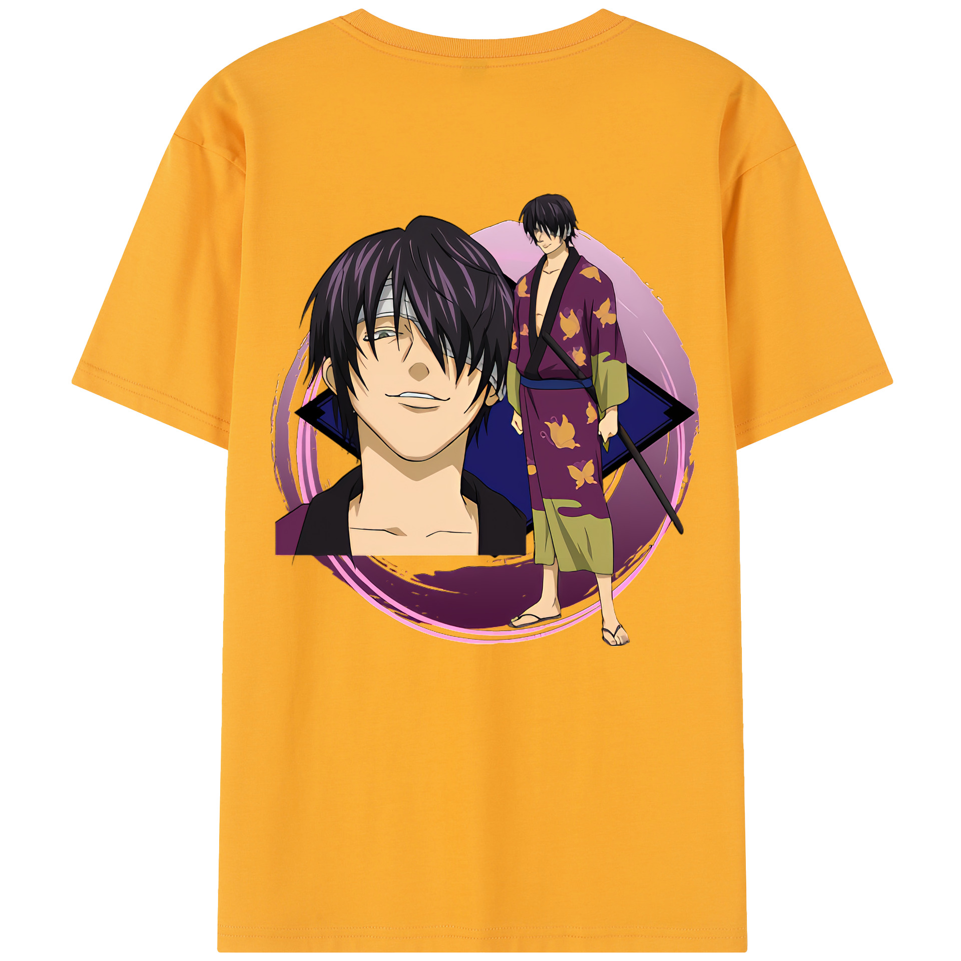 （画像用） ぎんたま 坂田銀時（さかたぎんとき） 神楽 志村新八（しむら しんぱち） GINTAMA Sakata Gintoki Kagura Shimura Shinpachi 綿100％半袖Tシャツ（背面プリント）