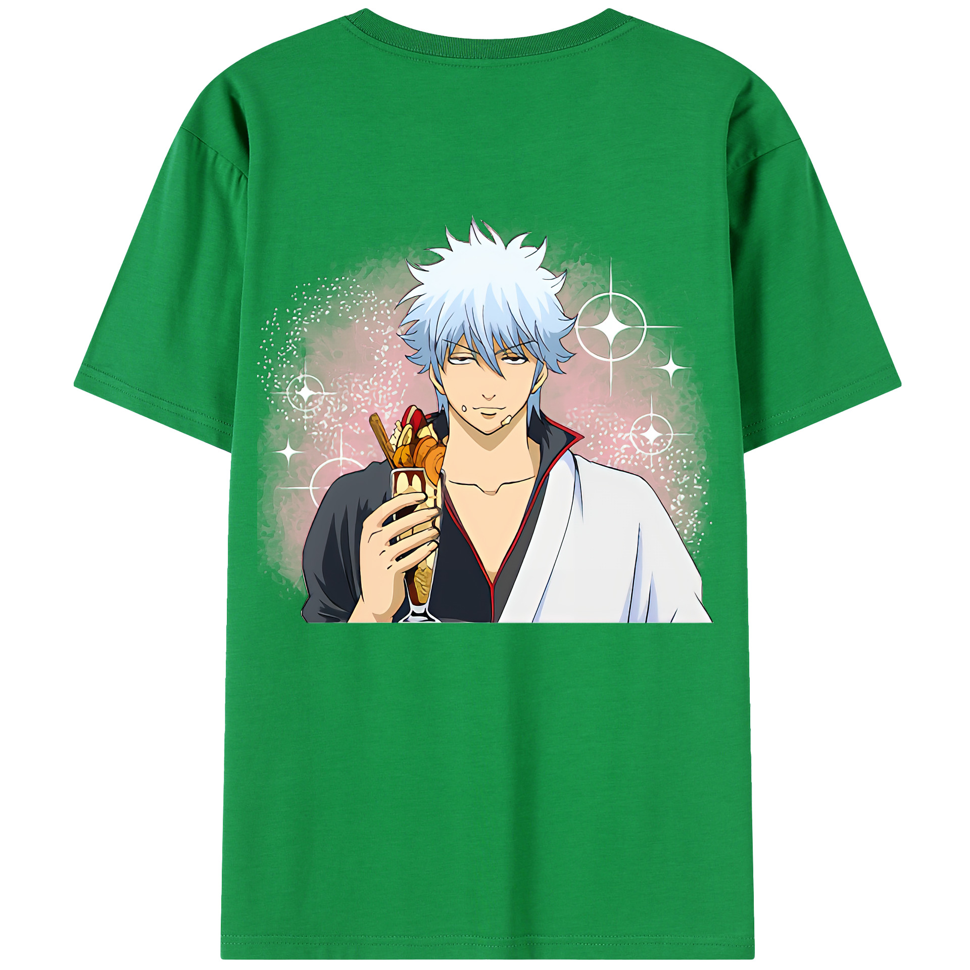 （画像用） ぎんたま 坂田銀時（さかたぎんとき） 神楽 志村新八（しむら しんぱち） GINTAMA Sakata Gintoki Kagura Shimura Shinpachi 綿100％半袖Tシャツ（背面プリント）