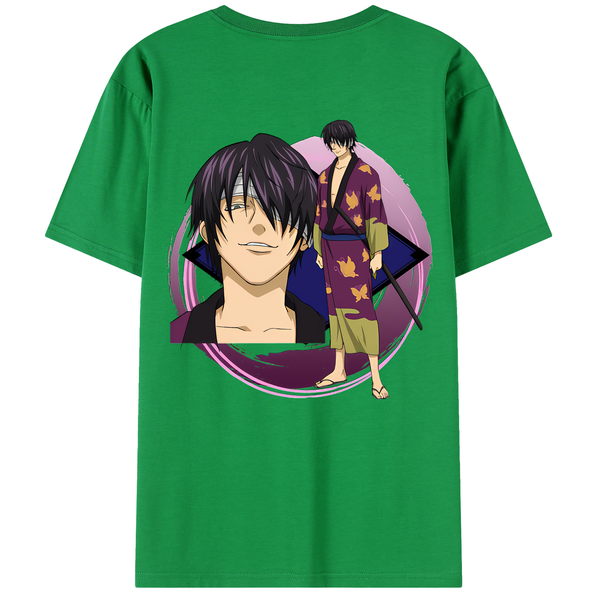 （画像用） ぎんたま 坂田銀時（さかたぎんとき） 神楽 志村新八（しむら しんぱち） GINTAMA Sakata Gintoki Kagura Shimura Shinpachi 綿100％半袖Tシャツ（背面プリント）