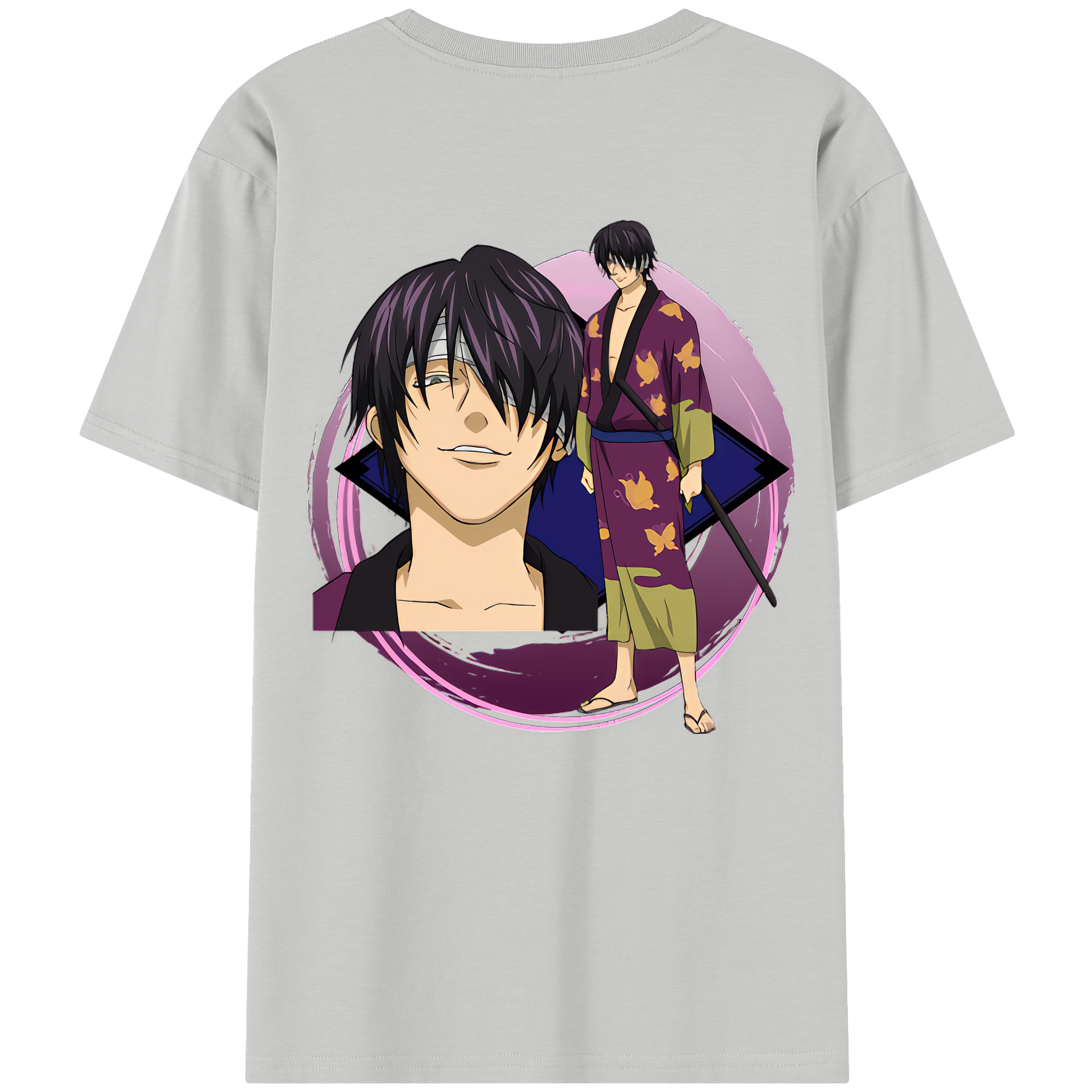 （画像用） ぎんたま 坂田銀時（さかたぎんとき） 神楽 志村新八（しむら しんぱち） GINTAMA Sakata Gintoki Kagura Shimura Shinpachi 綿100％半袖Tシャツ（背面プリント）