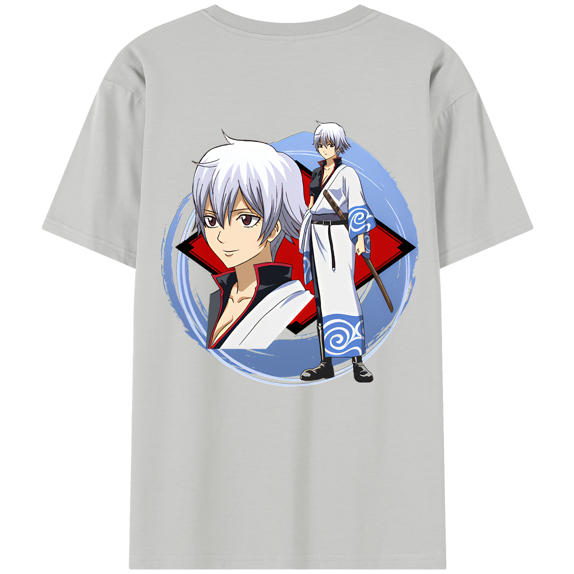 （画像用） ぎんたま 坂田銀時（さかたぎんとき） 神楽 志村新八（しむら しんぱち） GINTAMA Sakata Gintoki Kagura Shimura Shinpachi 綿100％半袖Tシャツ（背面プリント）