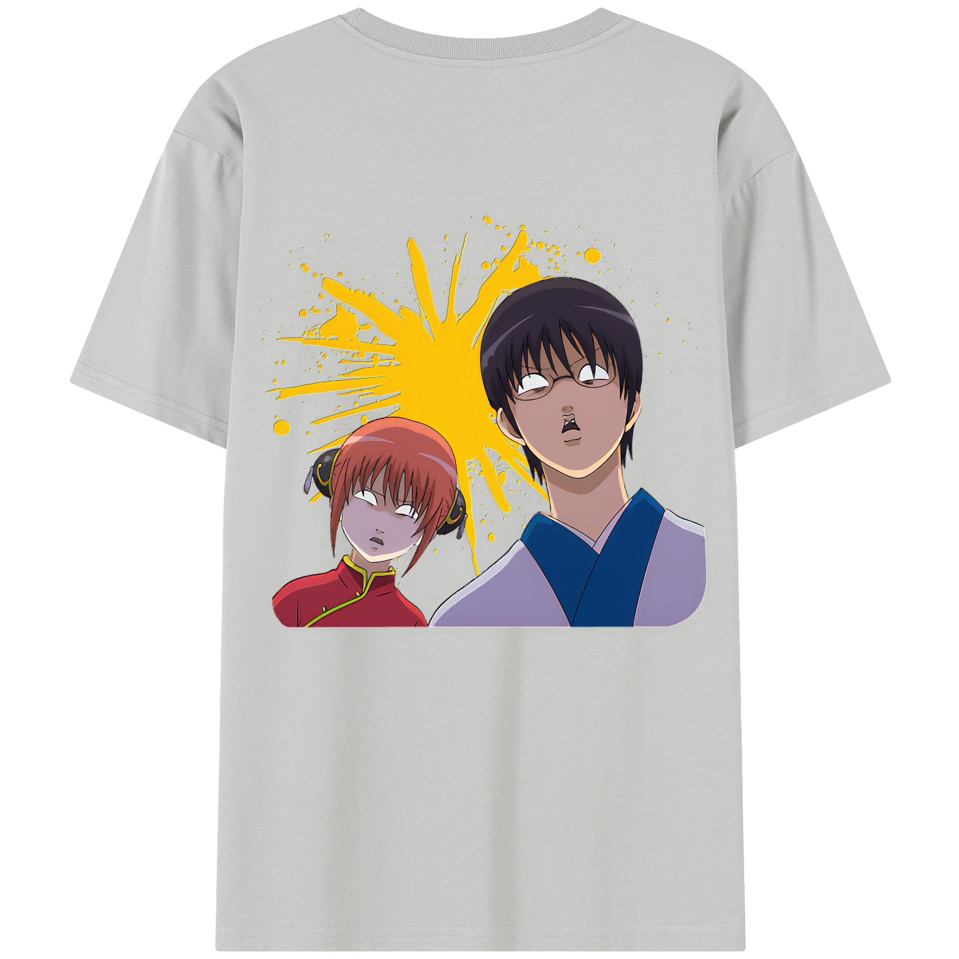 （画像用） ぎんたま 坂田銀時（さかたぎんとき） 神楽 志村新八（しむら しんぱち） GINTAMA Sakata Gintoki Kagura Shimura Shinpachi 綿100％半袖Tシャツ（背面プリント）