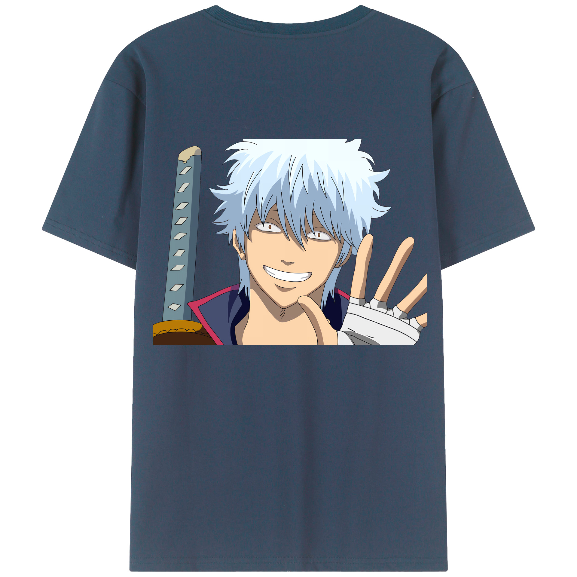 （画像用） ぎんたま 坂田銀時（さかたぎんとき） 神楽 志村新八（しむら しんぱち） GINTAMA Sakata Gintoki Kagura Shimura Shinpachi 綿100％半袖Tシャツ（背面プリント）