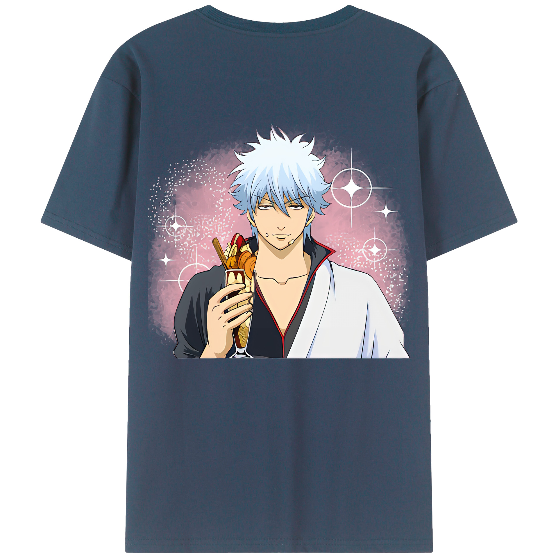 （画像用） ぎんたま 坂田銀時（さかたぎんとき） 神楽 志村新八（しむら しんぱち） GINTAMA Sakata Gintoki Kagura Shimura Shinpachi 綿100％半袖Tシャツ（背面プリント）