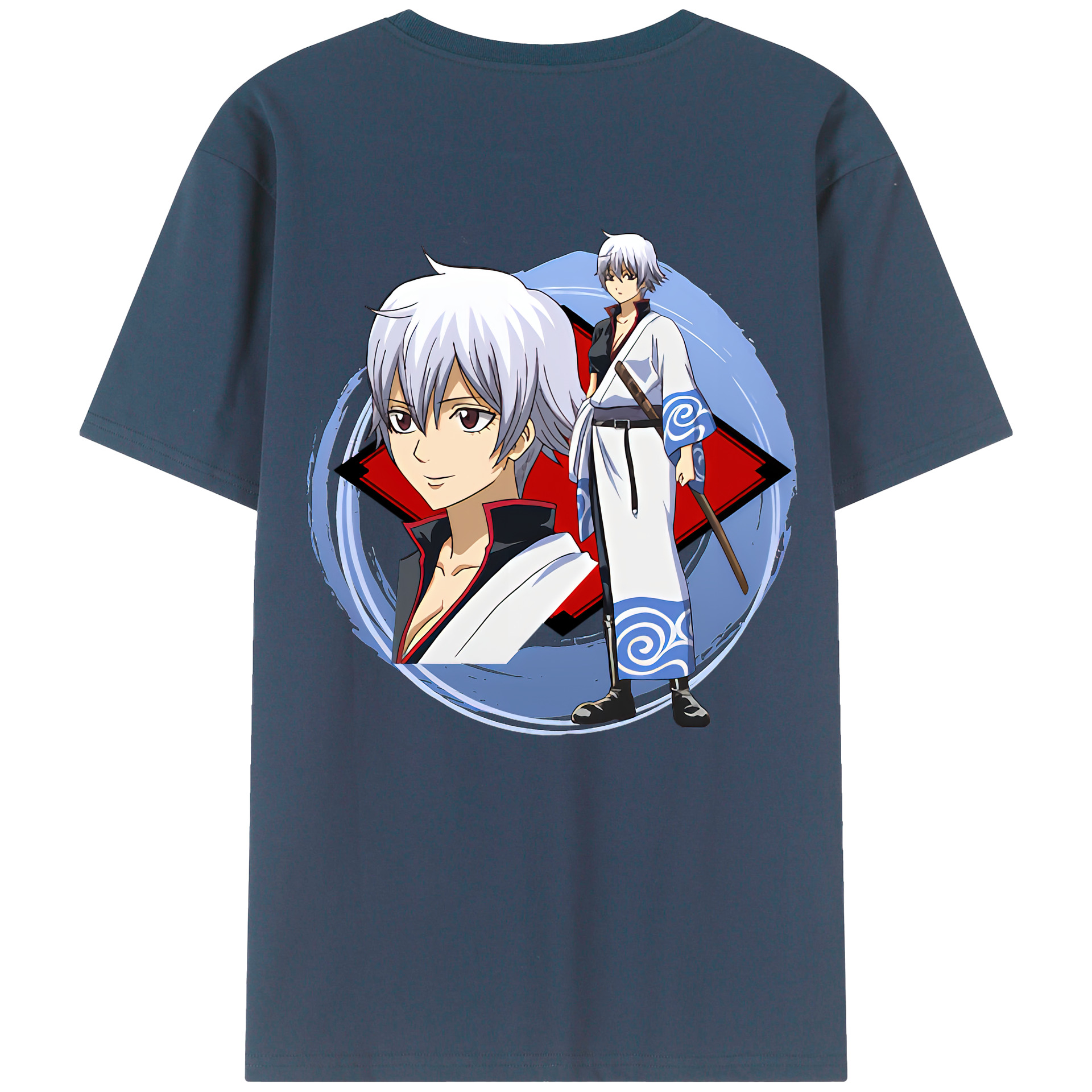 （画像用） ぎんたま 坂田銀時（さかたぎんとき） 神楽 志村新八（しむら しんぱち） GINTAMA Sakata Gintoki Kagura Shimura Shinpachi 綿100％半袖Tシャツ（背面プリント）