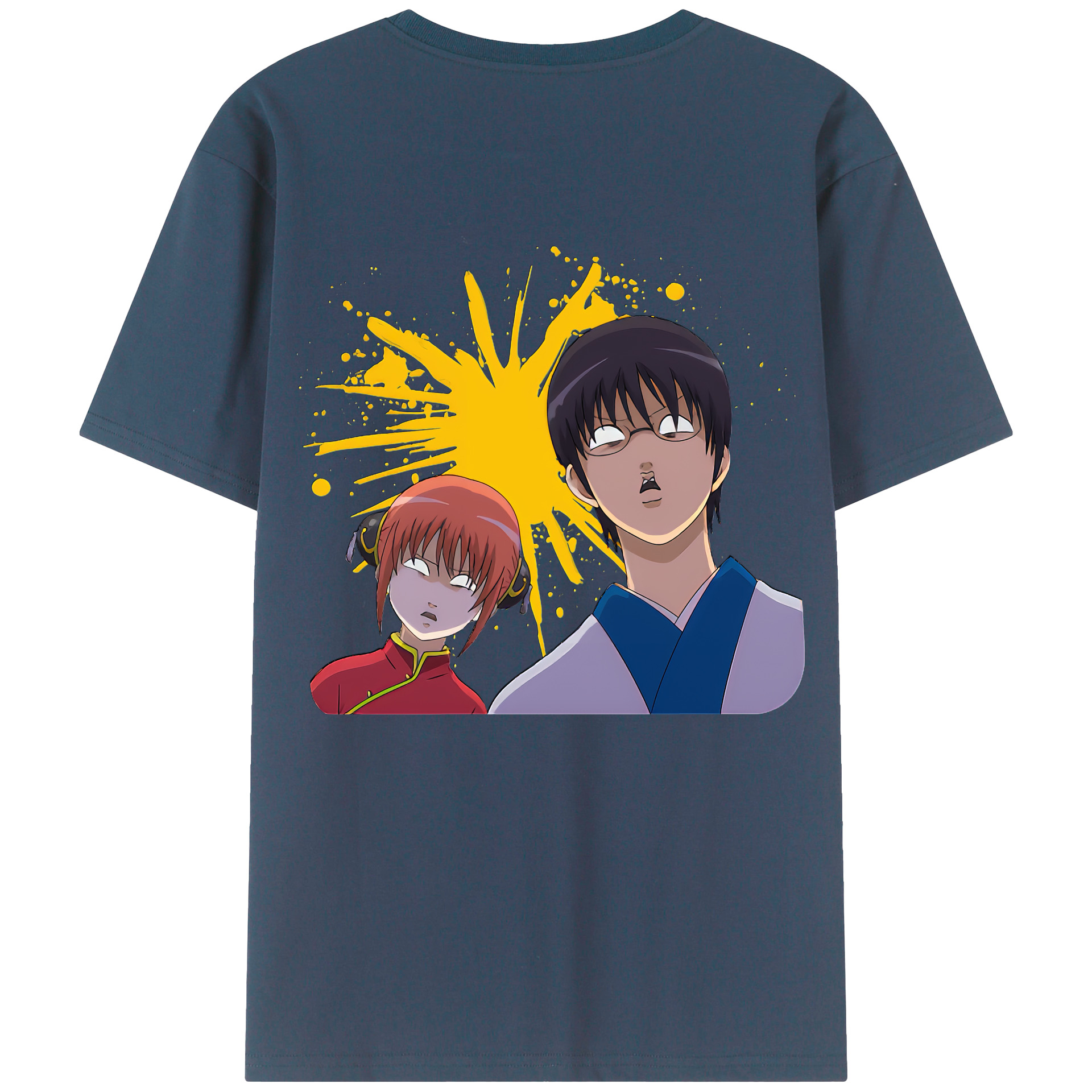 （画像用） ぎんたま 坂田銀時（さかたぎんとき） 神楽 志村新八（しむら しんぱち） GINTAMA Sakata Gintoki Kagura Shimura Shinpachi 綿100％半袖Tシャツ（背面プリント）