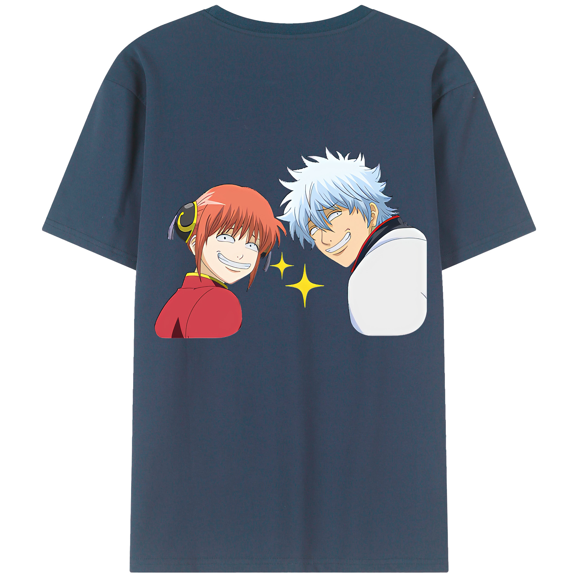 （画像用） ぎんたま 坂田銀時（さかたぎんとき） 神楽 志村新八（しむら しんぱち） GINTAMA Sakata Gintoki Kagura Shimura Shinpachi 綿100％半袖Tシャツ（背面プリント）