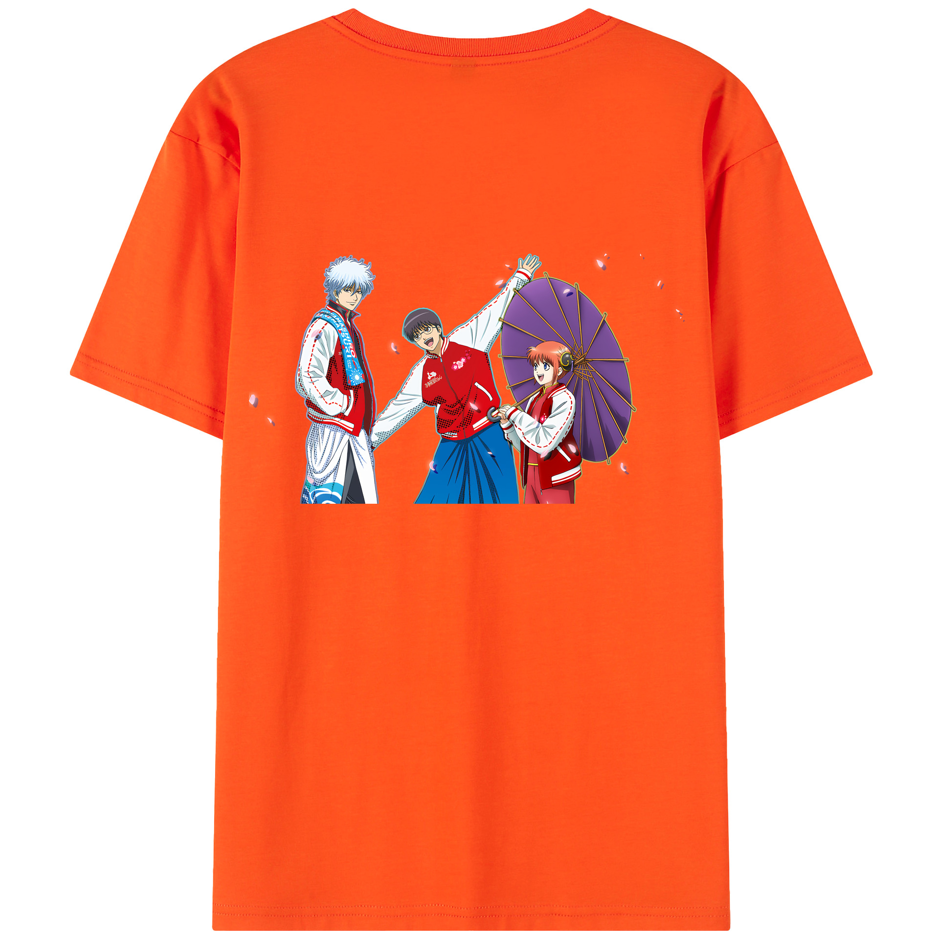 （画像用） ぎんたま 坂田銀時（さかたぎんとき） 神楽 志村新八（しむら しんぱち） GINTAMA Sakata Gintoki Kagura Shimura Shinpachi 綿100％半袖Tシャツ（背面プリント）