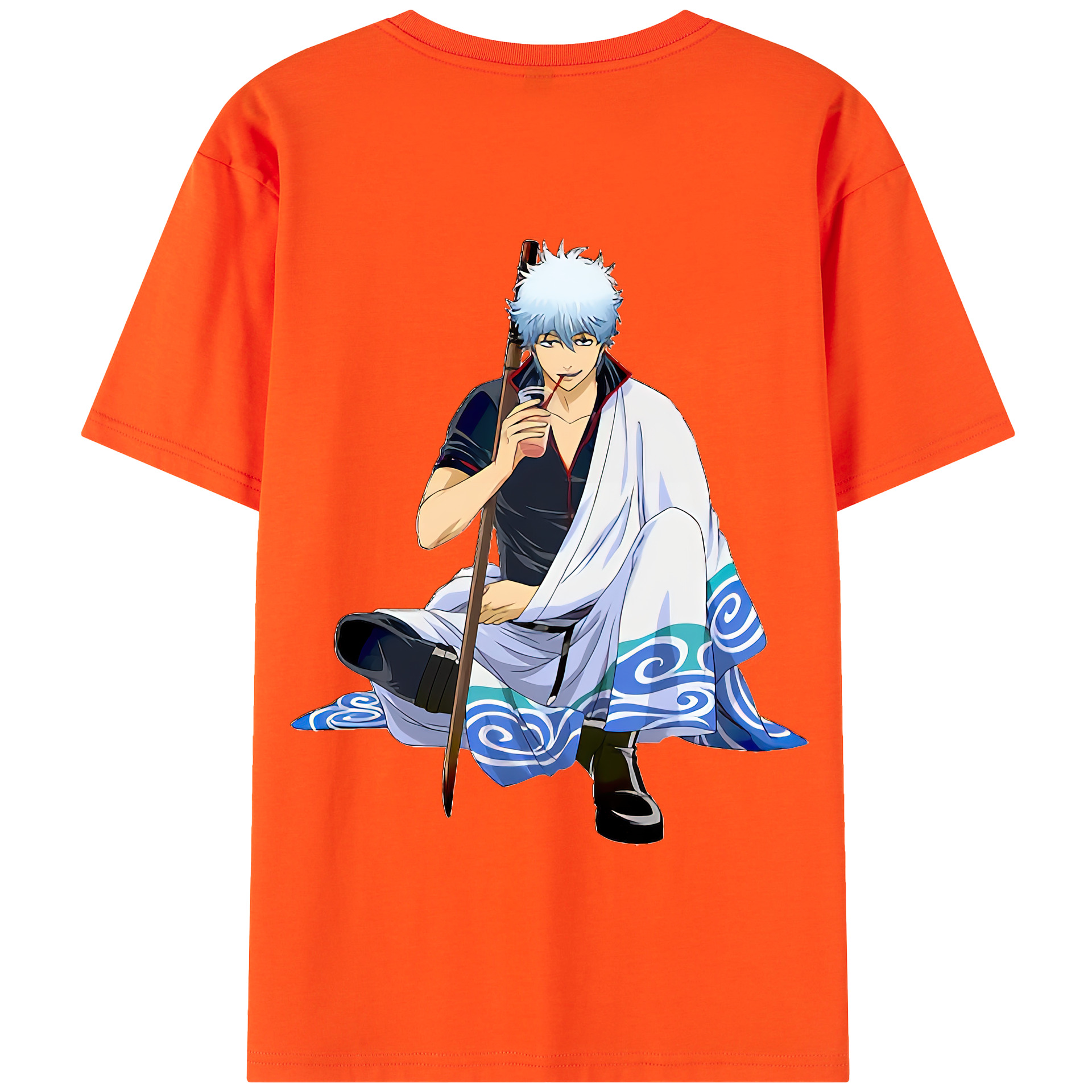 （画像用） ぎんたま 坂田銀時（さかたぎんとき） 神楽 志村新八（しむら しんぱち） GINTAMA Sakata Gintoki Kagura Shimura Shinpachi 綿100％半袖Tシャツ（背面プリント）