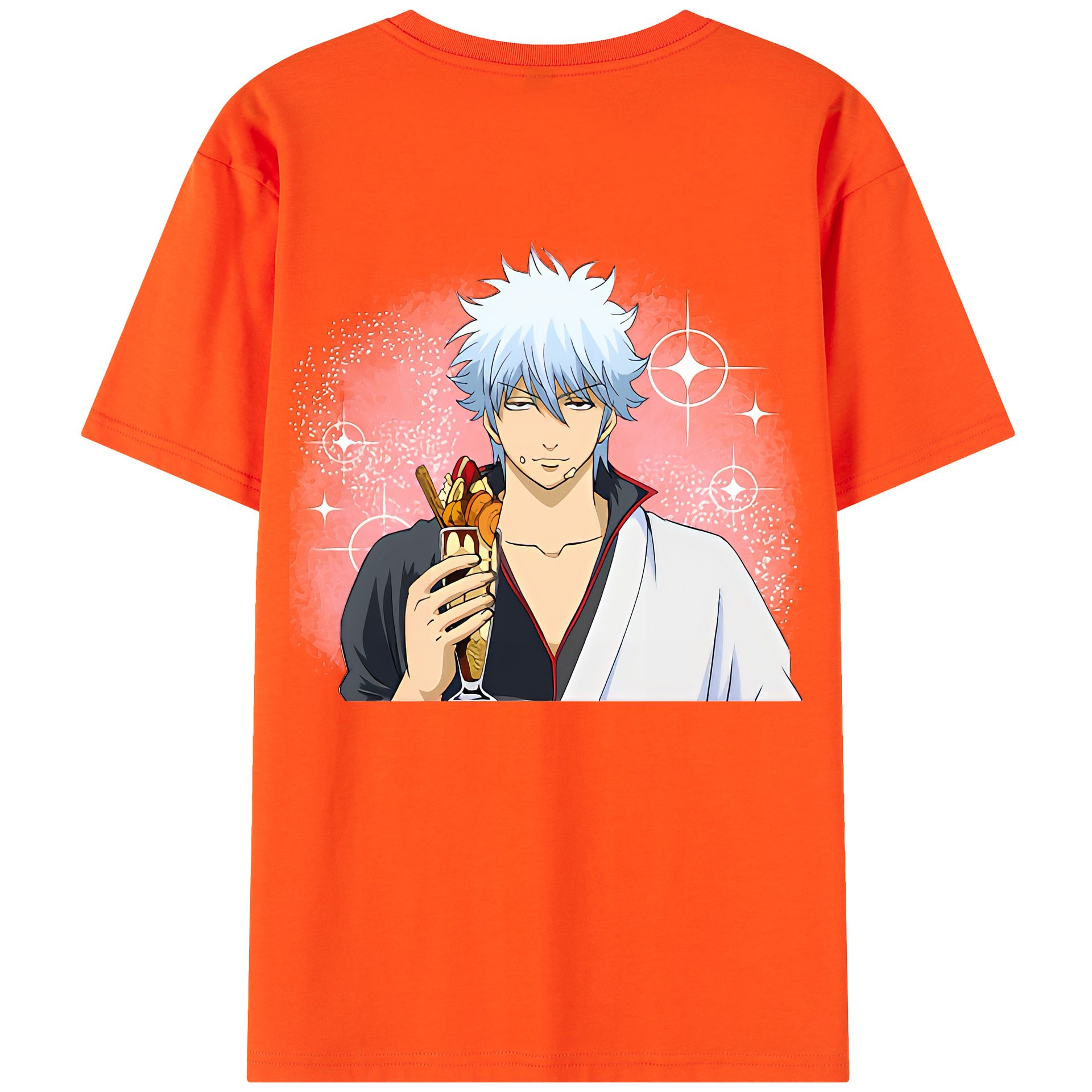 （画像用） ぎんたま 坂田銀時（さかたぎんとき） 神楽 志村新八（しむら しんぱち） GINTAMA Sakata Gintoki Kagura Shimura Shinpachi 綿100％半袖Tシャツ（背面プリント）