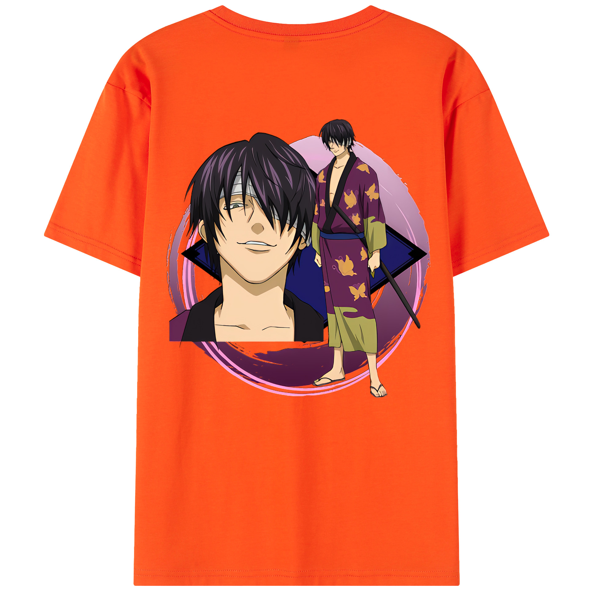 （画像用） ぎんたま 坂田銀時（さかたぎんとき） 神楽 志村新八（しむら しんぱち） GINTAMA Sakata Gintoki Kagura Shimura Shinpachi 綿100％半袖Tシャツ（背面プリント）