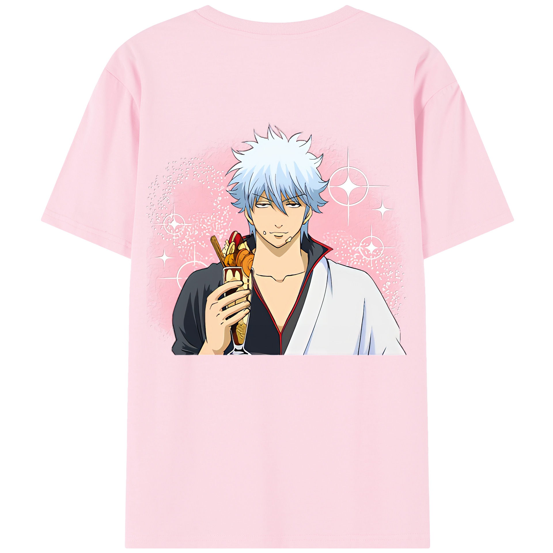 （画像用） ぎんたま 坂田銀時（さかたぎんとき） 神楽 志村新八（しむら しんぱち） GINTAMA Sakata Gintoki Kagura Shimura Shinpachi 綿100％半袖Tシャツ（背面プリント）