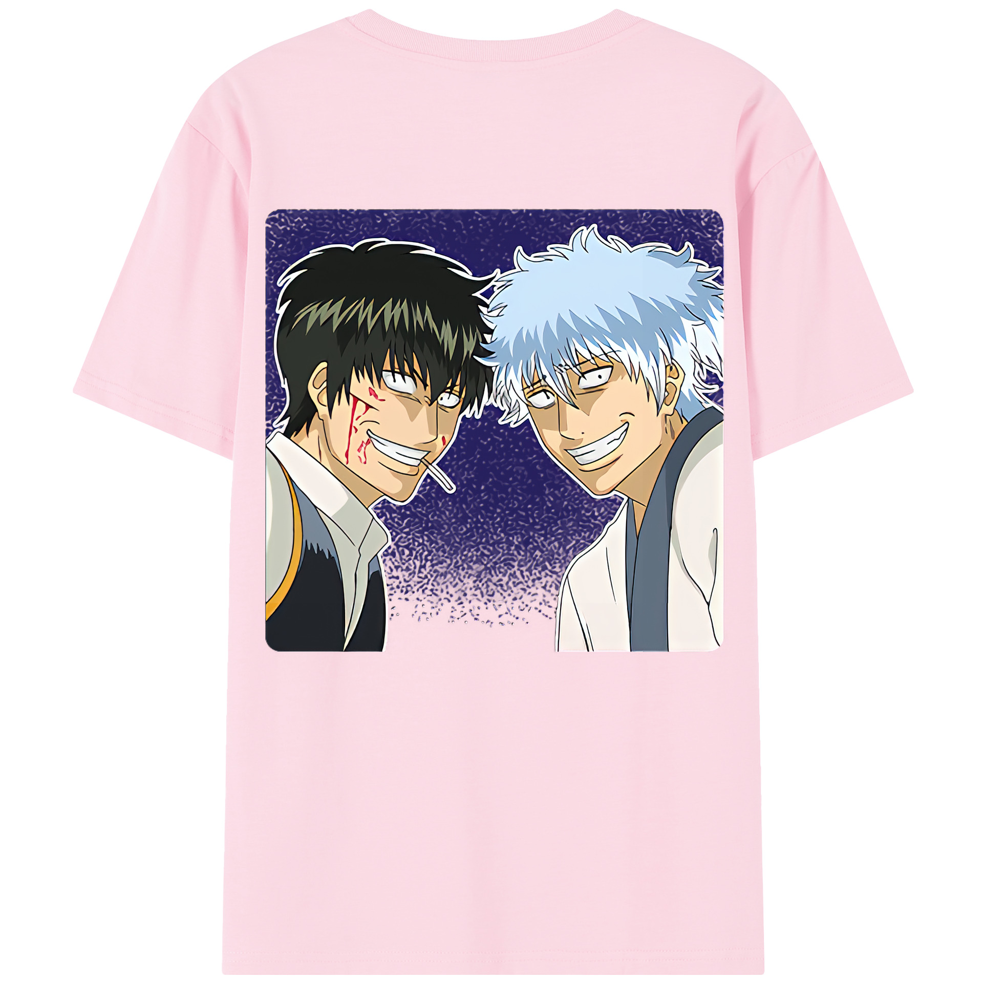 （画像用） ぎんたま 坂田銀時（さかたぎんとき） 神楽 志村新八（しむら しんぱち） GINTAMA Sakata Gintoki Kagura Shimura Shinpachi 綿100％半袖Tシャツ（背面プリント）